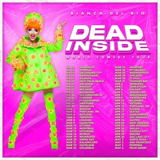 Bianca Del Rio's new tour, 'DEAD INSIDE' is coming to a city near you! Bianca will be entertaining the masses with her iconic lightning-fast wit & razor-sharp tongue. When the "Joan Rivers of the Drag World" has a microphone in her hands, no one is safe! Get tickets for your city now at the link in bio! #sponsored @thebiancadelrio