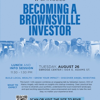 Want to see more Brownsville startups funded? Keep your capital local.

Join this Alamo Angels info session at eBridge Center to learn exactly how you can become an early-stage investor. Build wealth, support homegrown entrepreneurs, and actively shape the economic future of Brownsville.

? Tuesday, August 26
? eBridge Center | 1304 E. Adams St.
⏰ 11:30 a.m. – 1:30 p.m.
? RSVP: https://lu.ma/btxinvestors (link in bio)