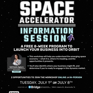 The global space economy is projected to surpass $1 trillion by 2040. 

Could your business have a place in it? ?

Join one of two upcoming sessions with Kelli Kedis Ogborn, VP at the Space Foundation, designed to help you evaluate whether your product, service, or skill set aligns with this rapidly expanding sector.

Industries like aerospace, advanced manufacturing, software, data analytics, AI, telecommunications, and materials science are already shaping the future of space commerce. This is your chance to find out if you're a fit.

? July 1 & July 8
? 6:00 p.m. – 7:00 p.m.
? Online or in-person at eBridge Center (1304 E. Adams St.)
☀️ Free to attend

RSVP now @ www.spaceaccelerator.org (Link in bio!)