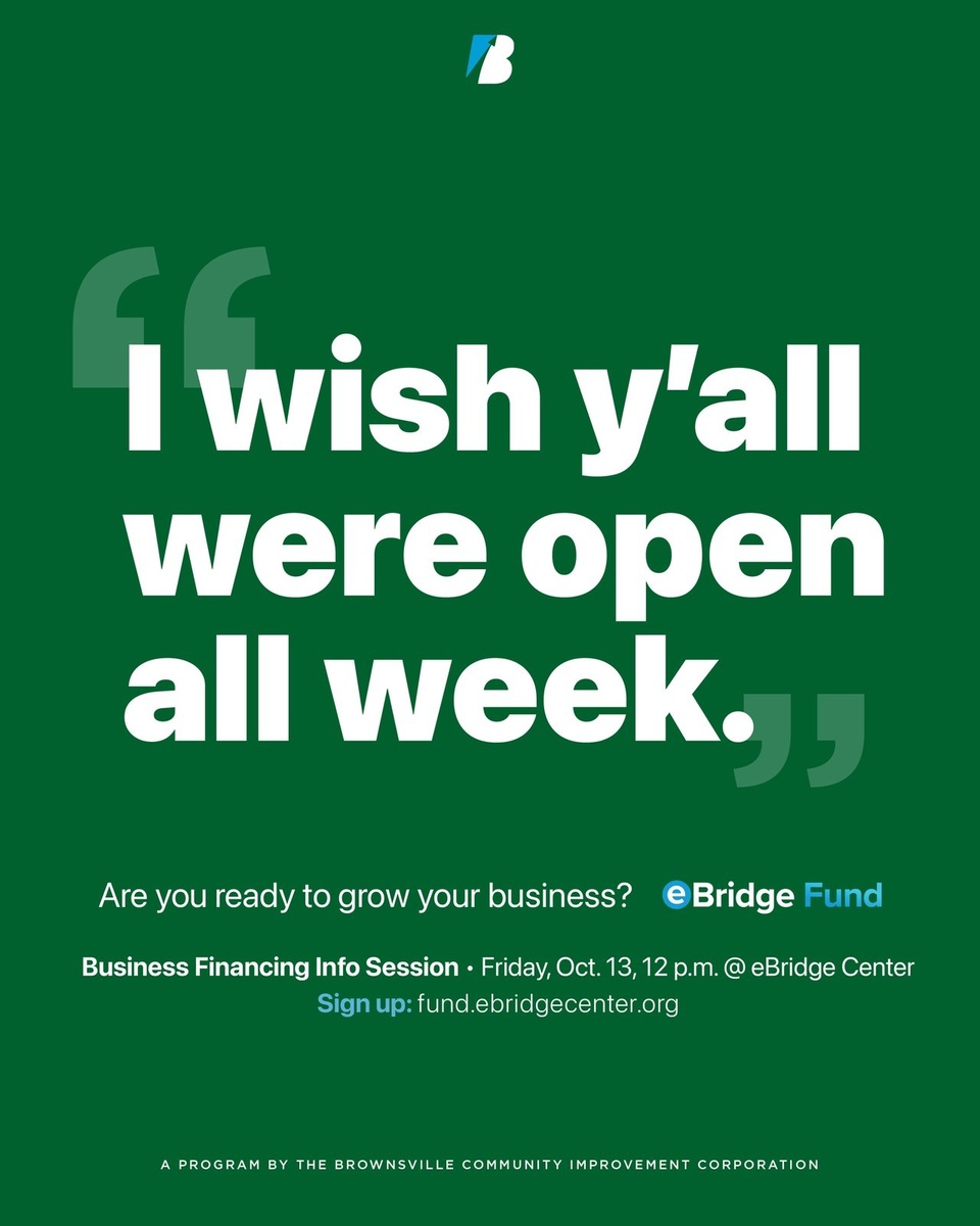 Your customers are asking for it, you want to do it, and we have the means to help you do it. ⁠
⁠
Your business may be eligible for financing that the eBridge Fund can provide. Join us at noon this Friday, Oct. 13, to learn more. Our information session will cover the details of the application process, requirements, and what to expect. ⁠
⁠
Be sure to fill out the RSVP form. Link in bio!
