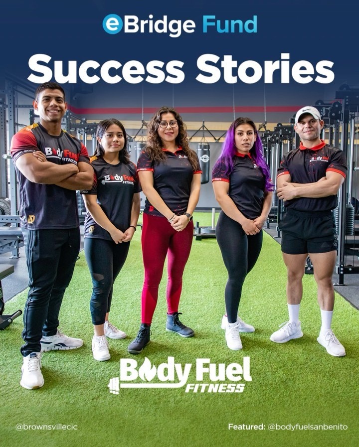 “If you are the best at what you do, there is no need to fear making an investment.” 
– Mirelle Aranda & Fernando Villanueva, Owners of BodyFuel Fitness.  We are delighted to highlight the remarkable #SuccessStory of @bodyfuelsanbenito , an exceptional fitness center that has become a shining example of health and wellness in our community.

The #eBridgeFund Program is here to support aspiring entrepreneurs in Cameron County with offer competitive-rate loans to help expand or start your business.

Loans ranging from $15,000 to $100,000 cater to various needs such as land acquisition, construction, equipment, and working capital.  Learn more about the eBridge Fund Program and how to apply: fund.ebridgecenter.org (link in bio)