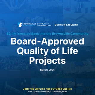 We're announcing the approval of 8 new quality of life projects with $2.4 million invested back into the Brownsville community.

? Read the press release through the link in our bio.

These projects include initiatives like an adapted sports league for children with special needs, urban farming programs, and expanded therapy services at Moody Clinic, among others. Each project is designed to enrich the lives of Brownsville residents and promote inclusivity, health, and education.

Since October 2023, the BCIC Board has approved the allocation of $5,527,977 towards 16 quality of life projects. This amount represents 76% of the $7,293,855 sales tax collected in FY 2023, reflecting our dedication to making Brownsville a better place to live, work, play, and thrive!