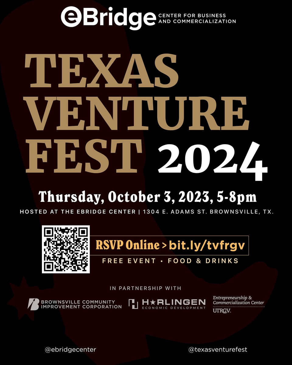 ⭐️ Texas might be The Lone Star State, but we shouldn’t have lone star founders. 

?Free event. RSVP link in bio.

Join us on October 3 for the @texasventurefest at the @ebridgecenter to connect with other RGV entrepreneurs and help grow our local startup ecosystem. 

The Texas Venture Fest is the only truly “Texas-sized” event showcasing the startup support ecosystem across the state. More than 10 cities will simultaneously host this statewide phenomenon, with over 3,000 Texans coming together to see innovation flourish. From major cities to small towns, we’re all rallying to help our state’s best problem solvers—our entrepreneurs—thrive.

Hosted in partnership with @brownsvillecic, @harlingenedc_, @utrgv_ecc