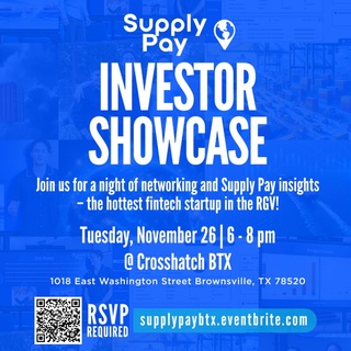 ? BCIC invites you to an exclusive evening with @supplypay, the Rio Grande Valley’s fastest-growing fintech company!

RSVP link in bio.

Discover firsthand how Supply Pay is revolutionizing cross-border trade finance between U.S. buyers and Mexican suppliers.

Keynote Presentation by @william.e.steele, Co-Founder of Supply Pay. Gain insights into their journey, $2M in trade financed without a loss, and their AI-powered platform that’s reshaping trade finance. With $200K raised and $1.6M in commitments, they’re currently raising $1M – don’t miss your chance to be part of this innovative movement!

? Date: Tuesday, Nov 26
? Time: 6:00 PM CST
? Venue: @crosshatchbtx | Historic Coca-Cola Building
? Attire: Business Casual
Complimentary drinks & appetizers

Space is limited, so RSVP now for this exclusive opportunity. Virtual attendance may be available for those who cannot join in person.