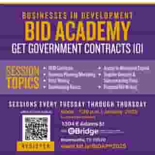 A small business owner once realized the potential of government contracting to transform their company. What started as a local operation grew into a thriving enterprise with contracts from state agencies and large institutions. This success began with learning how to access opportunities through the HUB program and mastering the skills needed to compete.

Are you ready to unlock similar opportunities for your business?

? Register for this free program here: https://bid2025.eventbrite.com (link in bio)

Join us for the Business in Development (BID) Academy 2025: Get Government Contracts 101, a hands-on program that guides you through securing government contracts and scaling your business.

Dates: January 7 – January 22, 2025
Time: Every Tuesday, Wednesday & Thursday, 12:00 PM – 1:30 PM
Location: eBridge Center for Business & Commercialization

What You'll Learn:
• How to get HUB Certified (bring your laptops)
• Create a standout capability statement
• Business planning and marketing tailored for government contracts
• How to find the proper agencies and HUB coordinators
• Deliver a professional pitch presentation
• Bookkeeping basics and exploring alternative capital options
• Supplier diversity and subcontracting plans
• Proposal and bid writing
• The program concludes with a graduation ceremony to celebrate your progress.

This is your chance to gain the knowledge and tools to grow your business through government contracting.

? Register for this free program here: https://bid2025.eventbrite.com (link in bio)