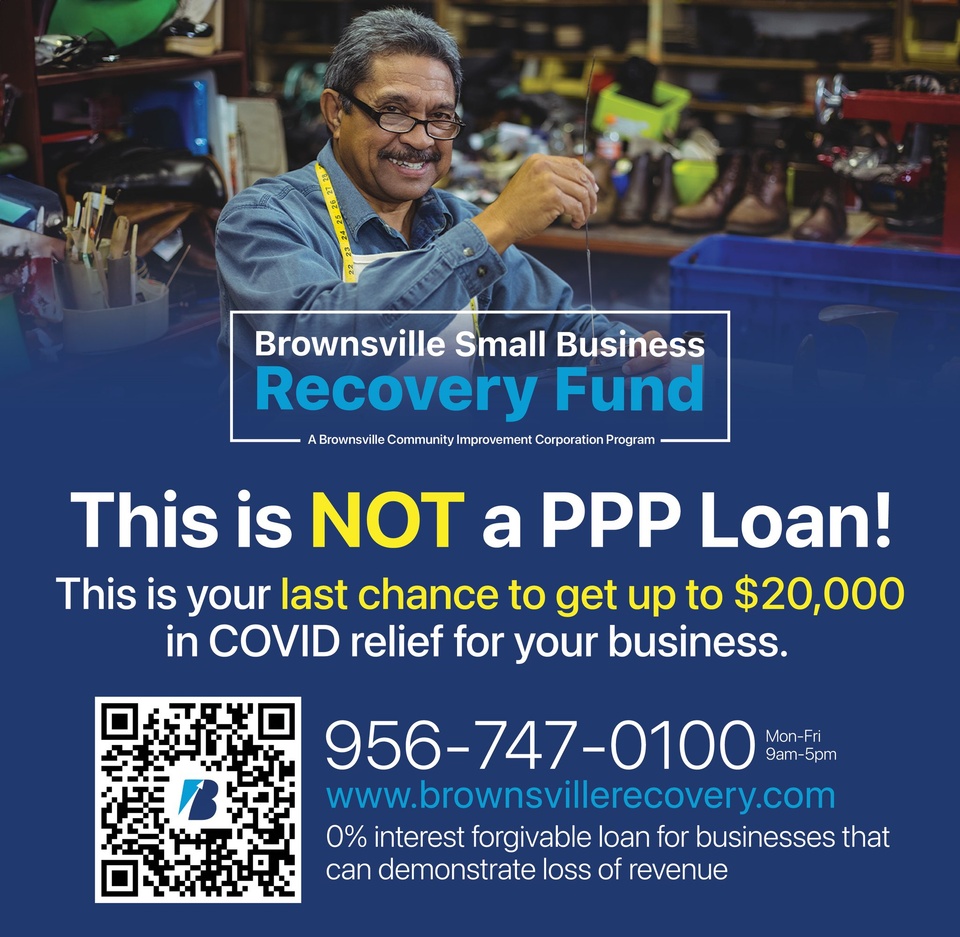 Did your business lose revenue during the COVID-19 Pandemic? BCIC’s Brownsville Small Business Recovery Fund still offers 0%-interest forgivable loans—up to $20,000—even if you’ve received other pandemic relief.

If you can demonstrate a 15% or more loss in gross revenue from 2019 to 2021, you’re eligible to apply.

Visit www.brownsvillerecovery.com to review eligibility guidelines and start an application before funds run out!