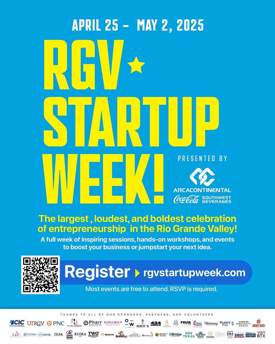 At the Brownsville Community Improvement Corporation, we are proud to once again lead the efforts behind RGV Startup Week —the largest, loudest, and boldest celebration of entrepreneurship in the Rio Grande Valley!

Co-organized with @utrgv_ecc , and now joined by our friends at the @harlingenedc_ and @pharredc , we’re expanding this year’s impact across the region like never before.

From April 25 to May 2, 2025, get ready for a full week of hands-on workshops, inspiring sessions, pitch events, panels, and more—all designed to boost your business or jumpstart your next idea.

Presented by @cocacolaswb, this year’s RGV Startup Week is shaping up to be unforgettable.

Register now: https://bit.ly/rgvsw25 (link in bio)

Most events are free to attend, but RSVP is required!