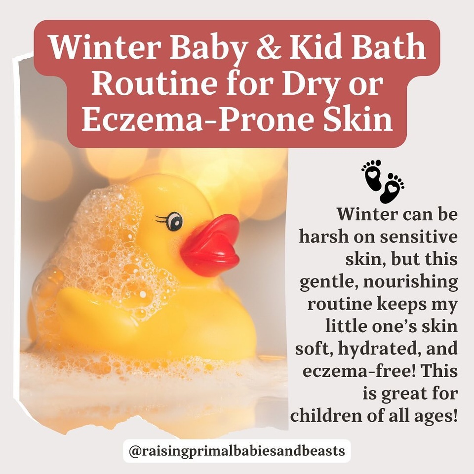 Our Winter Baby Bath Routine for Dry, Eczema-Prone Skin ?❄️

Winter weather can be tough on sensitive baby skin, especially if your little one is prone to eczema or dryness. Over the months, I’ve found a gentle, nourishing bath routine that keeps my daughter’s skin soft, hydrated, and free from irritation. Here’s how we do it:

How Often We Bathe
? Every Other Day: Frequent baths can dry out sensitive skin, so we stick to every other day, and when she was younger and needed extra care, we went every three days to give her skin a break.

Keeping the Temperature Just Right
?️ Use a Bath Thermometer: Water that’s too hot can strip skin of its natural oils. We aim for a warm, soothing bath—not too hot, not too cold.

Our Bath Additions
? Magnesium Flakes: These are a game-changer for dry or eczema-prone skin. Unlike Epsom salts, which are magnesium sulfate, magnesium flakes (magnesium chloride) are gentler and more hydrating. They support skin barrier repair and promote relaxation. ? Collodial Oatmeal Powder: Organic and calming, oatmeal helps soothe itchy or inflamed skin while locking in moisture.

The Coconut Oil Trick
? Seal in Moisture: After washing her hair, I add a little organic coconut oil to the bathwater. It leaves her skin soft and helps lock in hydration.

Post-Bath Skincare
?️ Beef Tallow: Perfect for nourishing and sealing in moisture, beef tallow is my go-to. ? For Extra Hydration: If her skin needs more, I’ll layer on a gentle oil or Maty’s All Purpose Ointment, which works wonders for dry 
patches or flare-ups.

Why This Routine Works
✨ This combination of gentle bathing, nourishing additions, and moisturizing seals in hydration, soothes irritation, and protects her delicate skin—even in the harshest winter weather.

? Comment BATH TIME below and I’ll send you the exact products we use. What’s your go-to bath routine for winter baby skin? ?