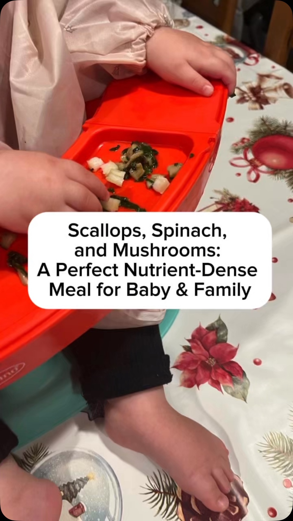 Scallops, Spinach, and Mushrooms: A Perfect Nutrient-Dense Meal for Baby & Family ?️

If you’re looking for a nourishing, wholesome meal for your little one that the whole family can enjoy, this simple combo of scallops, spinach, and mushrooms is packed with everything you need for growing brains and bodies!

Why This Meal is So Beneficial ?

? Scallops:
* Rich in protein for growth and repair.
* Loaded with B12 and omega-3 fatty acids to support brain development, energy levels, and healthy nervous system function.
* A natural source of zinc and iron, critical for immune health and preventing deficiencies.

? Spinach:
* Packed with iron, vitamin A, and folate for healthy blood, vision, and cellular growth.
* Provides essential fiber to promote healthy digestion.
* Contains antioxidants that reduce inflammation and boost the immune system.

? Mushrooms:
* High in B vitamins to support energy production and brain health.
* Rich in selenium and other antioxidants, which strengthen immunity.
* A great source of prebiotics, feeding beneficial gut bacteria for a healthy microbiome.

? Healthy Fats (Ghee/Butter):
* Boost the absorption of fat-soluble vitamins (A, D, E, and K).
* Support brain development, hormone production, and satiety for growing little ones.

Why It’s Baby-Friendly ?
* Soft, tender textures make it easy for babies to handle and digest.
* Can be mashed or pureed for younger babies.
* Full of real, whole food nutrients—no processed ingredients here!

Adding nutrient-dense meals like this one helps support brain development, immune function, and gut health, aligning perfectly with GAPS and Weston A. Price principles.

✨ Comment “RECIPE” below, and I’ll send you the full step-by-step instructions for this simple and nourishing meal! ✨
Give your baby (and family) the best with wholesome, healing foods like these. Who’s ready to cook with real, whole ingredients today? ?️