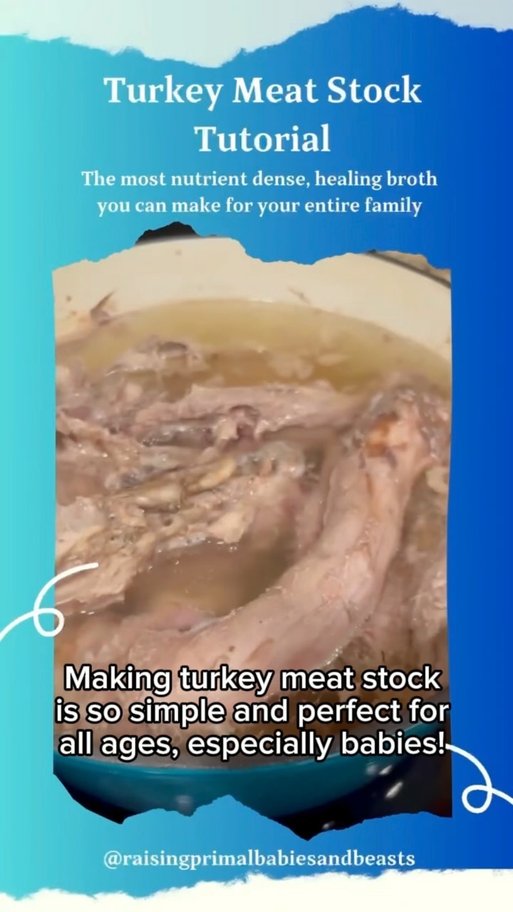 Benefits of Turkey Meat Stock for the Whole Family ??

Turkey meat stock isn’t just delicious—it’s a powerhouse for gut health and healing! Made from simmering nutrient-dense cuts like turkey necks, wings, and backs from @grassrootscoop , this gelatinous, collagen-rich broth is packed with benefits for adults, kids, babies, and even pets.

Why It’s Great for the Whole Family:

Gut-Healing & Digestive Health: High in collagen and amino acids, turkey stock “seals and heals” the gut lining, reducing inflammation and improving digestion.

Joint Support: Collagen helps cushion and support joints, perfect for aging adults, active kids, and pets.

Immune-Boosting: Nutrient-dense, with high Omega-3s (from pasture-raised turkeys) to support immune health and overall vitality.

Specifically for Babies & Infants:
Turkey stock is an ideal first food for babies! Rich in gentle proteins and healthy fats, it supports growing bodies and brains and is soothing for sensitive tummies. 

Perfect for addressing:

Eczema & Skin Health: Heals from the inside out by improving gut health.

Colic & Digestive Issues: Soothes the digestive tract, easing colic and tummy troubles.

Sleep Support: The amino acids in turkey stock help calm the nervous system, promoting better sleep.

Nutrient Absorption: Supports nutrient uptake for healthy growth and development.

Turkey meat stock truly is a nourishing, healing food that everyone in the family can benefit from. It’s gentle, versatile, and packed with everything your body needs to thrive.

Want the full recipe and instructions? Comment RECIPE below, and I’ll send you the exact steps to make this gut-healing broth at home!
