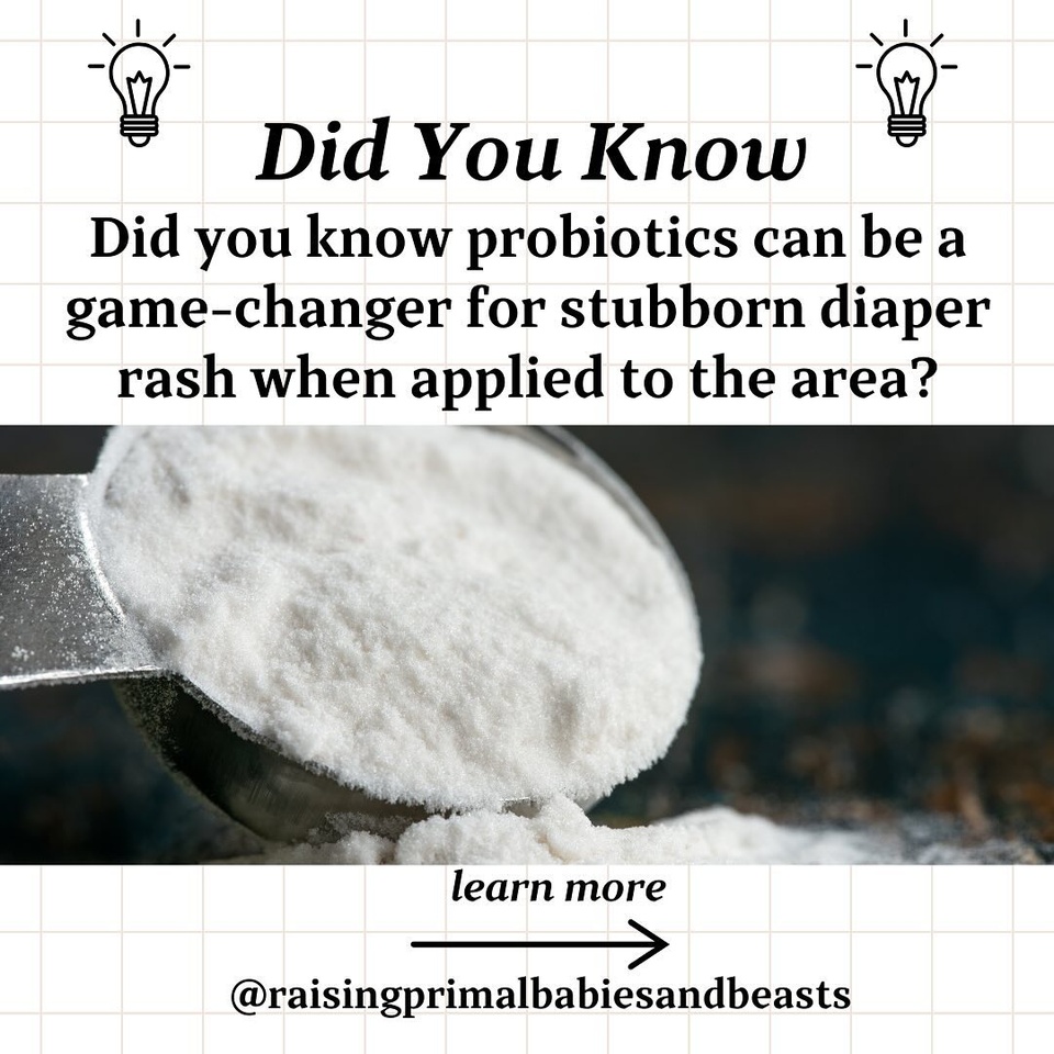 Using Probiotics for Diaper Rash Relief ??

Did you know probiotics can be a game-changer for stubborn diaper rash? Combined with natural oils like coconut or castor oil, probiotics like Smidge Infantis or Ther-Biotic Baby Powder by Klaire Labs can heal and soothe your baby’s skin naturally. Here’s how this powerful duo works:

Why Probiotics Help with Diaper Rash:
? Restore Balance: Diaper rash often stems from yeast overgrowth or bacterial imbalance. Probiotics replenish healthy bacteria, promoting a balanced skin environment. ? Anti-Inflammatory: Probiotics reduce redness and irritation caused by yeast or bacterial infections. ? Skin Barrier Support: They strengthen the skin’s defenses, helping it heal effectively. ? Microbiome Protection: Healthy bacteria create a protective barrier to keep harmful microbes at bay.

Why Coconut Oil or Castor Oil?
?️ Moisture Barrier: These oils shield the skin from further moisture irritation. ?️ Antimicrobial Properties: Coconut oil fights bacteria and yeast, while castor oil soothes and reduces inflammation. ?️ Skin Nourishment: Both hydrate and repair the skin for faster recovery.

How to Use Probiotics + Oil for Diaper Rash Relief:
1️⃣ Choose Your Probiotic: Smidge Infantis or Ther-Biotic Baby Powder are excellent for their high-quality strains. 2️⃣ Mix It: Blend a small amount of probiotic powder with coconut or castor oil until creamy. 3️⃣ Apply Gently: After cleaning and drying the diaper area, apply the mixture like a diaper cream. 4️⃣ Repeat as Needed: Use at each diaper change for quicker results.

Why It Works:
This natural remedy combines probiotics to restore bacterial balance with the soothing, antimicrobial properties of coconut or castor oil. Together, they calm irritation, reduce inflammation, and promote healing without harsh chemicals.

✨ Have you tried using probiotics for diaper rash relief? Drop a ? below and share your experience! ?