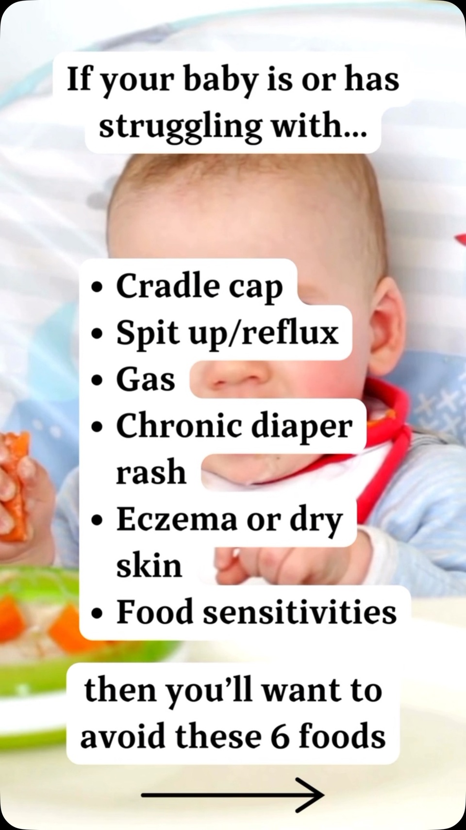 ? If Your Baby Has These Symptoms, It’s Time to Rethink Their Diet! ?

Cradle cap, spit-up or reflux, chronic diaper rash, eczema, dry skin, and food sensitivities are all signs your baby might need some gut healing. What we feed them plays a HUGE role in their health and development, especially if their little systems are showing signs of imbalance.

From a GAPS and Weston A. Price perspective, here are some common foods to avoid:

❌ Baby Cereals (like rice and oatmeal): Difficult for immature digestive systems to process and often lack nutrient density. ❌ Cheese (under 12 months): Hard for babies to digest due to the protein structure. ❌ Sweet Potatoes & Potatoes: High in starch, which can feed bad bacteria and yeast in the gut. ❌ Overabundance of Fruits: While fruits are nutrient-rich, too much can overload your baby with natural sugars, which feed yeast and create imbalances. ❌ Grains: Even whole grains can be tough on developing digestive systems and contribute to inflammation or sensitivities. ❌ Processed or Packaged Baby Foods: These often contain hidden sugars, fillers, and additives that can irritate the gut.

? What Should Baby Eat Instead? If you’re wondering what to feed your baby, I’ve got you covered with nourishing, gut-healing foods on my website! Think meat stock, egg yolks, fermented foods, healthy fats, and more. These foods not only support your baby’s gut health but also promote brain development, a strong immune system, and balanced digestion.

? Want to Learn More?
✨ Comment “GUT” below if you’re ready to make a change! ✨

#BabyGutHealth #EczemaReliefForBabies #GutHealingFoods #NaturalBabyCare #BabyNutritionTips #FirstFoodsForBabies #BabyLedWeaningJourney #ColicRelief #NourishingTraditions #GAPSDietForBabies #WestonAPrice #BabyFoodIdeas #HealTheGut #BabyAndToddlerHealth #HolisticParenting #RealFoodForBabies #BabyLedNutrition #NaturalParentingTips #SugarFreeBaby #BabyFirstFoods #NutrientDenseMeals #WholeFoodsForBabies #FoodSensitivities #BabyEczemaSupport #GutBrainConnection #BabyLedWeaningTips #BalancedBabyDiet #NaturalHealingJourney #BabyGutHealing #ParentingWithPurpose