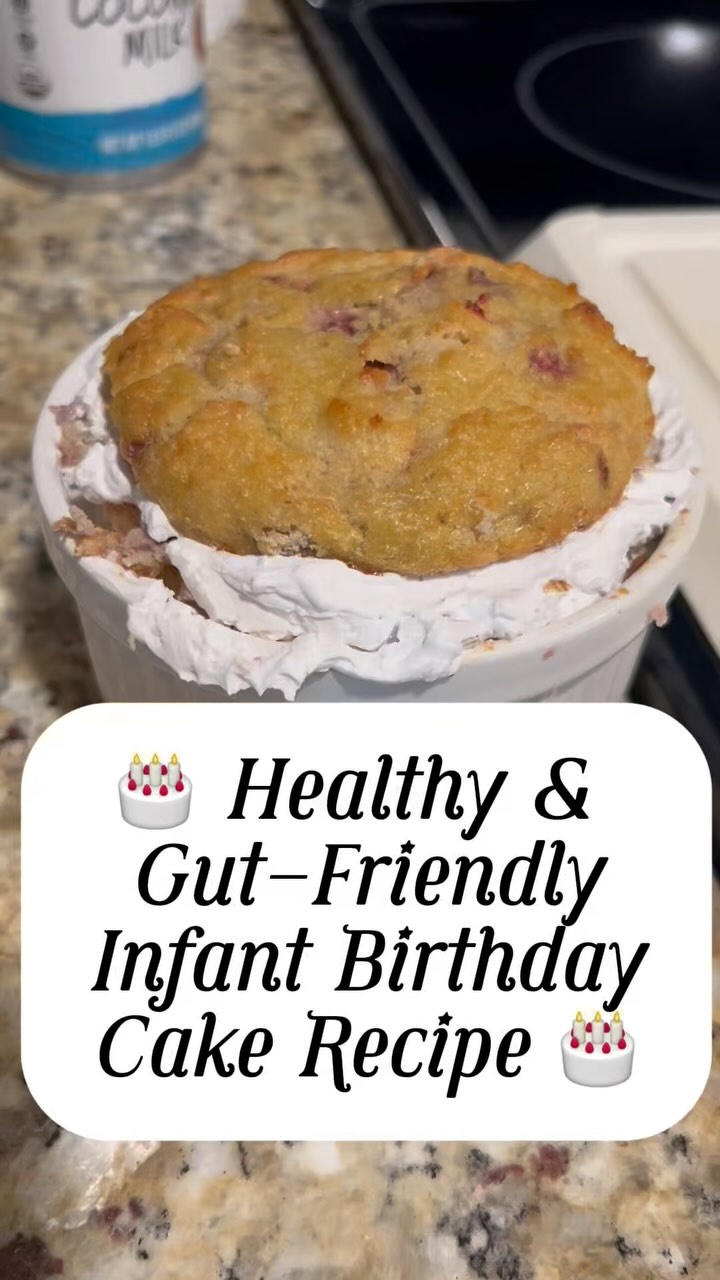 ? Healthy & Gut-Friendly Infant Birthday Cake Recipe ?

We celebrated with a cake that’s as wholesome as it is delicious—perfect for your little one’s big day! This Strawberry Coconut Flour Cake is GAPS-friendly, sugar-free, and packed with nutrients, making it a gentle and nourishing option for infants. Bonus: it’s a hit with the whole family!

Why This Cake is Special

? Gut-Friendly: Made with coconut flour and ACV, it supports digestion and gut health while staying free of processed ingredients. ? Naturally Sweet: The sweetness comes from fresh strawberries and an optional hint of raw honey. ? Nutrient-Dense: Eggs for protein, coconut flour for healthy fats, and coconut cream for added goodness!

Health Benefits for Baby
? Eggs: Packed with choline, essential for brain development. ? Strawberries: High in vitamin C for immunity and antioxidants for overall health. ? Coconut Oil & Cream: Full of medium-chain triglycerides (MCTs) that provide energy and support brain development. ? Apple Cider Vinegar: Aids digestion and activates the baking soda for a fluffier cake.

This recipe is as easy as it is nutritious, with simple, real-food ingredients you can feel good about serving to your little one. And that coconut fat frosting? A creamy, dreamy bonus!

Why I Love This Cake for Babies

? Soft, moist, and gentle on developing tummies. ? Free from processed sugar and loaded with nutrients. ? The perfect introduction to healthy treats for a growing palate.

I can’t wait to hear how you and your family enjoy this cake!

? Comment BIRTHDAY CAKE below if you want the full recipe and step-by-step instructions! ?