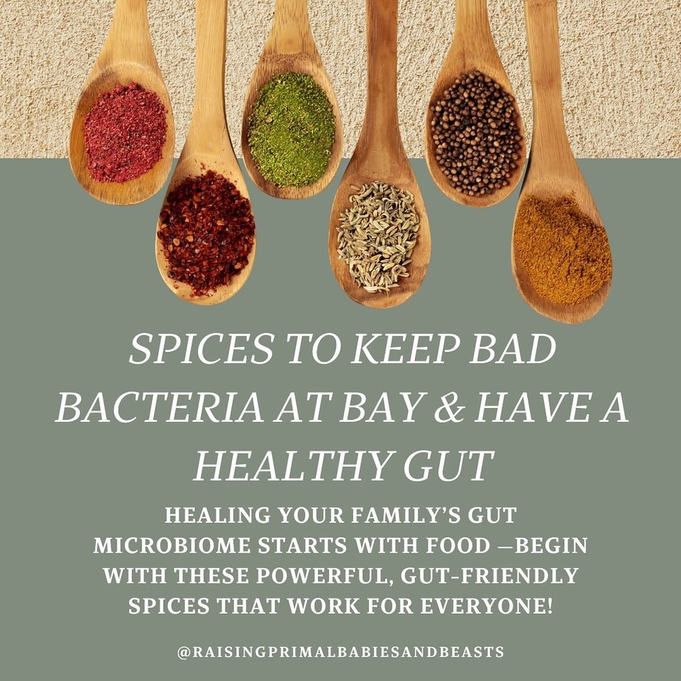 ? Spices to Keep Bad Bacteria at Bay ?

We just got back my daughter’s 12-month Tiny Health gut microbiome results, and while there’s some work to do (thanks to a tough illness during our Italy trip and some necessary medications), we’re feeling motivated to get her gut back on track! ?✨

One of the top recommendations? Incorporate gut-friendly spices and herbs daily to help balance out bad bacteria. These powerhouse spices not only add flavor but also pack antibacterial, antimicrobial, and anti-inflammatory benefits for the whole family.

The Healing Power of Herbs & Spices ?
? Cardamom – Supports digestion and fights bad bacteria in the gut while being gentle enough for little tummies.
? Cinnamon – A natural antibacterial with powerful antioxidants to reduce inflammation and support immunity.
? Clove – Known for its antimicrobial properties, it helps fight harmful bacteria and supports oral and digestive health.
? Cumin – Stimulates digestion, supports nutrient absorption, and prevents the overgrowth of harmful bacteria.
? Garlic – A potent antimicrobial that supports the gut microbiome by targeting bad bacteria while sparing the good ones.
? Ginger – Anti-inflammatory and antibacterial, it soothes the gut and promotes digestion and immunity.
? Oregano – Rich in antibacterial and antiviral properties, it helps eliminate gut pathogens.
? Thyme – Combats bad bacteria while supporting healthy respiratory and digestive systems.
? Sage – Antimicrobial and soothing for the gut, making it great for calming inflammation and balancing the microbiome.
? Peppermint – A gentle antibacterial that also helps ease digestion and reduces bloating.

How We’re Using These Spices ?
We’re incorporating these herbs and spices into our meals daily—think soups, smoothies, herbal teas, and seasoning for veggies or proteins. It’s an easy way to support gut health naturally for the whole family!

Comment “SPICE” below, and I’ll send you my blog post with tips and recipes for how to easily add these healing spices to your child’s (and your!) diet. ?✨