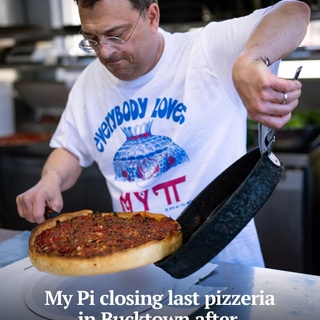 My Pi, the pizzeria founded on deep dish in Chicago, which once had 17 restaurants across the country, will close its last shop after 54 years next month.⁠
⁠
They’ve always been famous for their deep dish pizza, but one became their signature.⁠
⁠
“The My Pi Special,” said Rich Aronson, owner of the last location in the Bucktown neighborhood, and son of 89-year-old founder Larry Aronson. “Which is your classic Chicago sausage, mushroom, onion and green pepper pizza.”⁠
⁠
Tap on our bio link to read more.⁠
⁠
-----⁠
⁠
Photo 1: Rich Aronson, owner of My Pi pizzeria in Bucktown (@mypipizzachicago), removes a deep dish pizza from the pan on May 23, 2025. ⁠
⁠
Photo 2: Chicken pesto pizza.⁠
⁠
Photo 3: A My Pi Special deep dish pizza with sausage features Italian sausage, mushrooms, onions and green peppers.⁠
⁠
? Louisa Kung Liu Chu / Chicago Tribune⁠
?️ E. Jason Wambsgans / Chicago Tribune / @ejwamb