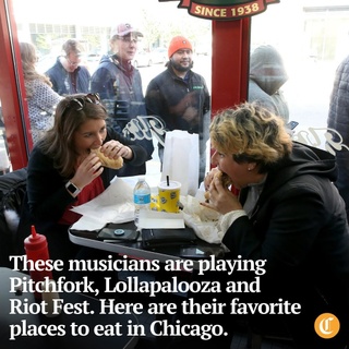 Musicians from around the world are heading to Chicago this summer to perform at the city’s biggest music festivals, and beyond spotting them on stage at Pitchfork, Lollapalooza and Riot Fest, you might also see them at their favorite restaurants around town. 

Chicago natives have childhood memories to relive as they head to taco joints and hot dog stands, while touring acts have standbys for burgers and vegetarian fare. From folk singers getting Italian beef with extra giardiniera to DJs seeking sushi, this is where performers are heading to get a taste of the Windy City.

Tap on our bio link to read more.

——

Photo 1: Lesley Pepperman, left, and Mary Franco take a bite from their Italian beef sandwiches as dozens of people line up outside Al’s Italian Beef (@alsbeef), on Oct. 18, 2018.

Photo 2: Festive paper ornaments hang from the ceiling in the dining area at L’ Patron (@lpatron16) on April 13, 2017, in Chicago.

Photo 3: Kuma’s Corner (@originalkumascorner), at 2900 W. Belmont Ave., in Chicago, in 2014.

Photo 4: Stuffed cabbage at Podhalanka in Chicago in 2011.

? Samantha Nelson / for the Chicago Tribune
? Antonio Perez, John J. Kim, Chris Sweda and Alex Garcia / Chicago Tribune
