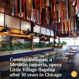 A Mexican restaurant founded 50 years ago specializing in “little meats” finally has a big new flagship.

Carnitas Uruapan opened its largest location in the Little Village neighborhood of Chicago on Jan. 27.

“We are a very traditional carnitas-focused taqueria,” said second-generation owner Marcos Carbajal, a James Beard Awards semifinalist for Outstanding Restaurateur this year. “My dad started our original restaurant in 1975.”

Tap on our bio link to read more.

——

Photo 1: The main dining room at the restaurant Las Carnitas Uruapan on Feb. 18, 2025.

Photo 2: The Carnitas Especial meal.

Photo 3: Inocencio Carbajal, left, founder of Las Carnitas Uruapan, and his son Marcos Carbajal, who runs the business now, at their new flagship location in Little Village neighborhood on Feb. 18, 2025.

Photo 4: The Las Carnitas Uruapan at 3801 W. 26th St. on Feb. 18, 2025. The owners replaced the existing vertical sign to pay tribute to “La Villita,” the Little Village neighborhood.

? Louisa Kung Liu Chu / Chicago Tribune
? Terrence Antonio James / Chicago Tribune