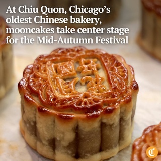 By around 8:15 a.m. on a recent Thursday, the dedicated staff at Chiu Quon Bakery in Chinatown were already pulling out trays of pillowy buns from the ovens, pouring hot cups of coffee, steaming pots of dim sum on multiple double burners, and one baker had already made about 50 mooncakes.

The oldest Chinese bakery in Chicago makes hundreds of mooncakes a day during the Mid-Autumn Festival season, which culminates in a full moon around the autumnal equinox, which falls on Sept. 17 this year.

The moon-shaped pastries are not just desserts but symbols of the harvest season carrying with them the cultural heritage honored across Asia, said Joyce Chiu, owner of Chiu Quon Bakery.

Tap on our bio link to read more.

——

Photo 1: A special order mooncake at Chiu Quon Bakery in Chicago’s Chinatown, Sept. 5, 2024.

Photo 2: Red Bean Baby Mooncakes are stacked in a display case.

Photo 3: Bakers use plastic molds as they create dozens of mooncakes.

Photo 4: A tray full of Lotus Baby Mooncakes placed in a display case for purchase.

? Zareen Syed / Chicago Tribune
? Antonio Perez / Chicago Tribune / @apereztribune
