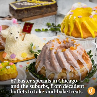 Easter celebrates rebirth and the start of spring, and the full diversity of Chicago’s culinary scene is on display as restaurants and bakeries offer a wide variety of traditional foods for the holiday including hot cross buns, magiritsa, mazurek and colomba.

There are decadent buffets with carved ham, seafood and tables piled with treats, plus plenty of spots offering family fun with visits from the Easter Bunny or egg hunts.

Tap on our bio link for our list of 67 spots to celebrate Easter.

——

Photo 1: Easter specials from Delightful Pastries. (@delightfulpastries)

Photo 2: Hot crossed buns from Publican Quality Bread. (@publicanqualitybread)

Photo 3: Easter at NoMI. (@nomichicago)

? Samantha Nelson / for the Chicago Tribune
? Delightful Pastries
? Kelly Sandos / One Off Hospitality
? Park Hyatt Chicago