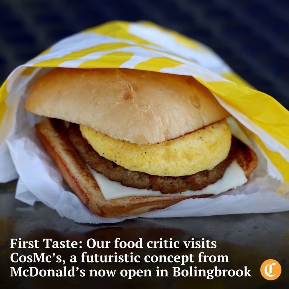 CosMc’s, a new futuristic concept from McDonald’s, secretively opened its first location near Chicago Thursday. The fast-food chain originally announced that the beverage-focused shop would open in Bolingbrook Friday.

Named for CosMc (pronounced “cosmic”), a little-known company character (a space alien who visited the fictional McDonaldland in the late 1980s and early ’90s), the theme essentially throws back to the McDonald’s drive-in origin story. Though, instead of milkshakes and hamburgers, customers can now order popping boba slushies and spicy queso sandwiches.

So how did it all taste?

Critic @louisachu1 says CosMc’s offers a thought-provoking futuristic restaurant experience that’s not quite present in flavor.

Tap on our bio link to read more.

----

Photo 1: Spicy Queso Sandwich at CosMc’s, Dec. 8, 2023, in Bolingbrook.

Photo 2: Opening day for the first CosMc’s drive-thru, Dec. 8, 2023, in Bolingbrook.

Photo 3: Sour Cherry Energy Burst drink at CosMc’s, Dec. 8, 2023, in Bolingbrook.

? Louisa Kung Liu Chu / Chicago Tribune / @louisachu1
? Stacey Wescott / Chicago Tribune