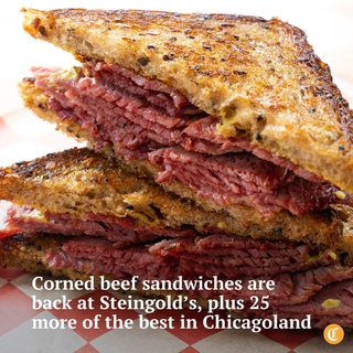 Can you imagine St. Patrick’s Day in Chicago, a city that dyes its river emerald green, without corned beef sandwiches?⁠
⁠
"They’ve become something of a restaurant barometer since I started covering what happened to the big, old-school Jewish delis around Chicago in 2018," writes the Tribune's Louisa Chu (@louisachu1).⁠
⁠
From Irish American pubs, to new school delis, to Black-owned businesses, most remained open for takeout despite the pandemic in 2020. But the next few years would bring dramatic changes on the corned beef beat, with many favorite places closing. ⁠
⁠
During this time, the nearly unimaginable happened when corned beef quietly went missing for nearly a year at Steingold’s in Wrigleyville, shown here.
⁠
“The cost of our corned beef was a bit out of control,” said Aaron Steingold, founder and operator of the modern Jewish deli, which opened in 2017 (@steingoldsofchicago). “Only recently has it come back to a point that we could feasibly sell it again.” Food costs also contributed to the decline of many big old-school Jewish delis. ⁠
⁠
Tap the link in our bio for 25 of the best corned beef sandwiches in the city and suburbs, with three new sandwiches joining the ranks this year: Fritzi’s Delicatessen in Oak Park (@fritzisdeli), Halal Food grocery store in Burbank, and Mabe’s Sandwich Shop (@mabessandwichshop) in the Chatham neighborhood on the South Side of the city.⁠
⁠
? E. Jason Wambsgans / Chicago Tribune / @ejwamb