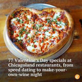 Valentine’s Day can mean a lot of pressure to plan the perfect date. Should you opt for a decadent dinner out with a tasting menu or wine pairings, or share an intimate meal in your own home?⁠
⁠
Do you want a dramatic view or elaborate experience, or just some good comfort food and a bit of bubbly for a night that feels celebratory without being too involved? Or are you single and just want a way to celebrate Galentine’s Day with your pals?⁠
⁠
No matter what you’re looking for, Chicagoland restaurants and bars want to make it easy for you to feel the love.⁠
⁠
Tap the link in our bio for 77 Valentine’s Day specials at Chicagoland restaurants, like the heart-shaped pizza from Bartolis Pizzeria (@bartolispizza).⁠
⁠
? Samantha Nelson / for the Chicago Tribune⁠
? Bartolis Pizzeria