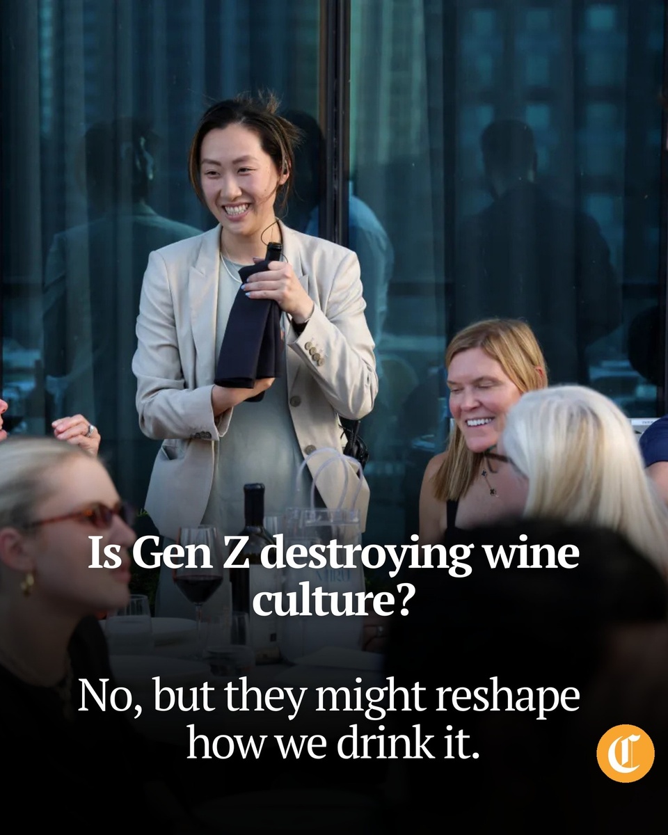 Gen Z is an easy target. Born between 1997 and 2012, they’ve been blamed for everything from the downfall of skinny jeans to the end of basic phone etiquette. And now, if headlines are to be believed, they’re destroying the wine industry too. Health-conscious, sober-curious and strapped for cash, they say, Gen Z barely drinks. And if they, do, they’re skipping wine in favor of hard seltzers, cocktails or cannabis infusions.⁠
⁠
But is Gen Z truly to blame for wine’s decline? Or are they simply the most visible face of a broader cultural shift?⁠
⁠
Statistics about Gen Z, wine and alcohol are murkier than headlines suggest. Much attention has been paid to reports that young adults drink less alcohol than older generations. However, recent data from drinks industry research group IWSR suggests Gen Z is catching up.⁠
⁠
What’s clear is that alcohol consumption overall is trending downward, especially when it comes to wine. In 2024, global wine consumption fell to its lowest level in more than 60 years. Moderation in alcohol has become a cross-generational trend and Gen Z (currently aged 13-28) is coming of age in an increasingly different drinking culture than their parents or grandparents.⁠
⁠
“It may not be that Gen Z is drinking less,” says Ting Ting Shi, 25, a sommelier at Miru, the Japanese restaurant at the St. Regis Chicago. “But they’re probably drinking less often,” she says.⁠
⁠
For a lot of younger people, drinking tends to be more intentional than habitual, she describes. It’s more likely to be focused on specific occasions, she explains, a Friday night out, for instance, rather than a routine glass of wine with dinner or beer after work each night. And for many Gen Z drinkers, wine isn’t an obvious choice yet.⁠
⁠
Tap on our bio link to read more. ⁠
⁠
-----⁠
⁠
Photo: Ting Ting Shi, center, the sommelier at Miru, talks to diners on the restaurant’s terrace on July 23, 2025.⁠
⁠
? Anna Lee Iijima / for the Chicago Tribune⁠
?️ Terrence Antonio James / Chicago Tribune⁠

