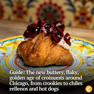 When Tribune food critic Louisa Kung Liu Chu last tasted dozens upon baker’s dozens of croissants around Chicago, two sisters at one bakery stood out among an impressive field: Lizette and Marisol Espinoza at Pan Artesanal.

With the Paris Olympics opening Friday, and the rise of viral croissants, we thought it was time to revisit the sisters, and for a guide to the new golden age of croissants around Chicago.

Tap on our bio link to read more.

——

Photo 1: A seasonal cherry croissant on July 13, 2024, at Pan Artesanal Bakery in Chicago.

Photo 2: The pastry counter.

Photo 3: A chile relleno croissant with extra salsa.

Photo 4: Lizette Espinoza, left, and Marisol Espinoza, co-owners and sisters.

? Louisa Kung Liu Chu / Chicago Tribune
? Vincent Alban / for the Chicago Tribune