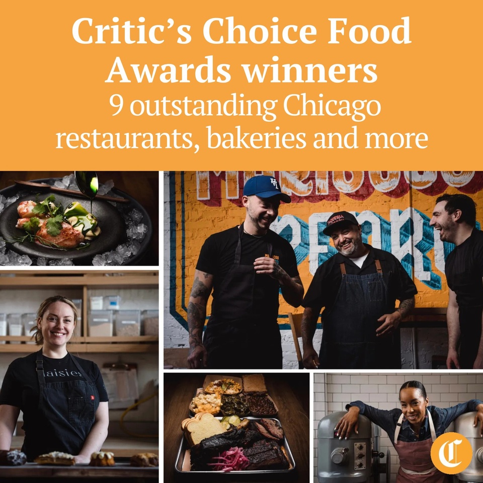 It’s been more than two years since we’ve held the Critic’s Choice Food Awards. A lot has changed since then.⁠
⁠
As your food critic, Louisa Kung Liu Chu chose this year’s Critic’s Choice recipients from businesses that opened after our last awards in March 2023 until the end of 2024 — with a couple of outstanding exceptions. Delicious food and drink is a given. But they’re not simply one critic's choice. You should recognize that they represent our taste at this moment in time and beyond. Each person and place has built a wondrous world that exceeded expectations.⁠
⁠
Tap on our bio link to read more about this year’s winners. ⁠
⁠
——⁠
⁠
Photo 1: Critic's Choice winners are, clockwise from top left, the lobster salad at John’s Food & Wine, chef-owners Oliver Poilevey, Marcos Ascensio and Antonio Incandela of Mariscos San Pedro, chef/owner Maya-Camille Broussard of Justice of the Pies, the ample offerings at Sanders BBQ Supply Co. and executive pastry chef and partner Leigh Omilinsky of Daisies. ⁠
⁠
Photo 2: Best Barbecue Restaurant: Sanders BBQ Supply Co. (@sandersbbqsupplyco)⁠
⁠
Photo 3: Best Weekly Tavern-Style Pizzeria: Bungalow by Middle Brow (@middle__brow)⁠
⁠
Photo 4: Best Taco Program: Mariscos San Pedro (@mariscossanpedro)⁠
⁠
Photo 5: Best Pastry Chef: Leigh Omilinsky of Daisies (@leighomilinsky)⁠
⁠
Photo 6: Best Bakery: Justice of the Pies (@justiceofthepies)⁠
⁠
Photo 7: Best Chefs: Adam McFarland and Tom Rogers of John’s Food & Wine  (@johnsfoodandwine)⁠
⁠
Photo 8: Best New Restaurant: Maxwells Trading (@maxwellstrading)⁠
⁠
Photo 9: Outstanding Chicago Classic: Calumet Fisheries (@calumetfisheries)⁠
⁠
Photo 10: Outstanding Community Food Initiative: Kitchen Possible (@kitchenpossiblechi)