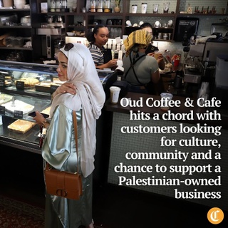 Co-owners Feras Ghassan and Saif Alrafati had a vision when opening Oud Coffee & Cafe: The space would exude old-school charm but be a little eccentric, it would be a place where “somebody could come and study, but also embrace the culture,” and the drinks would taste like home.

“We’re trying to go for a more traditional style coffee shop, but the infusion of flavors is like when you would go to your parents’ house and they’d put cardamom in your coffee,” Alrafati said.

The childhood best friends’ new River North venture has managed in a very short period of time to cultivate a community among people craving a place to connect consciously. Since the June 30 opening, many customers have been arriving at Oud’s bright white storefront specifically to support a Palestinian-owned business.

Tap on our bio link to read more.

——

Photo 1: A woman waits on an order at Oud Coffee & Cafe (@oudcoffee.cafe).

Photo 2: The Dubai chocolate knafeh.

Photo 3: Oud Coffee & Cafe, 714 N. Wells St. in Chicago, is bustling on July 26, 2024.

Photo 4: The mint lemonade.

? Zareen Syed / Chicago Tribune
? Terrence Antonio James / Chicago Tribune