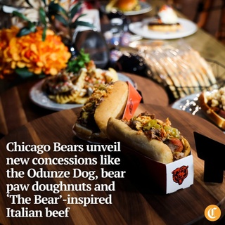 With the season starting soon, the Chicago Bears roster looks shinier than it has in years — and so does the fan experience.

“We’re talking a complete transformation,” said Lee Twarling, senior vice president of guest experience and stadium operation.

On Wednesday, Chicago-based Levy Restaurant Group, the Bears’ new hospitality partner, unveiled a new concessions menu at a preview event at Soldier Field, showcasing items like the bear paw pretzel, carne asada waffle fries, an over-the-top doughnut and updated odes to regional favorites like the Italian beef sandwich.

Tap on our bio link to read more.

——

Photo 1: New concession items are displayed during a tasting event and hospitality exhibition at Soldier Field on Aug. 28, 2024.

Photo 2: Bear claw pretzel.

Photo 3: The Odunze dog.

Photo 4: Bear paw donut.

? Zareen Syed / Chicago Tribune
? Eileen T. Meslar / Chicago Tribune / 
@emeslar
