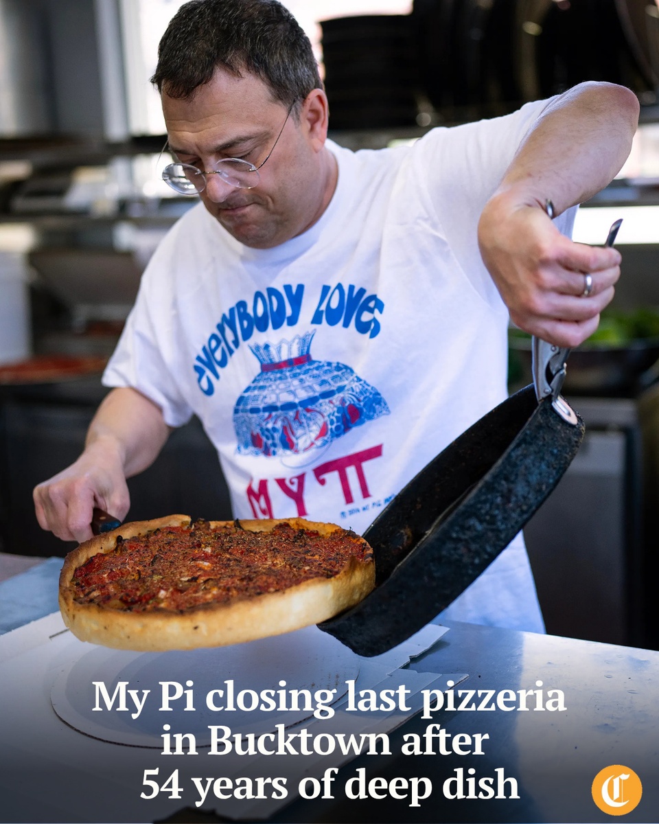My Pi, the pizzeria founded on deep dish in Chicago, which once had 17 restaurants across the country, will close its last shop after 54 years next month.⁠
⁠
They’ve always been famous for their deep dish pizza, but one became their signature.⁠
⁠
“The My Pi Special,” said Rich Aronson, owner of the last location in the Bucktown neighborhood, and son of 89-year-old founder Larry Aronson. “Which is your classic Chicago sausage, mushroom, onion and green pepper pizza.”⁠
⁠
Tap on our bio link to read more.⁠
⁠
-----⁠
⁠
Photo 1: Rich Aronson, owner of My Pi pizzeria in Bucktown (@mypipizzachicago), removes a deep dish pizza from the pan on May 23, 2025. ⁠
⁠
Photo 2: Chicken pesto pizza.⁠
⁠
Photo 3: A My Pi Special deep dish pizza with sausage features Italian sausage, mushrooms, onions and green peppers.⁠
⁠
? Louisa Kung Liu Chu / Chicago Tribune⁠
?️ E. Jason Wambsgans / Chicago Tribune / @ejwamb
