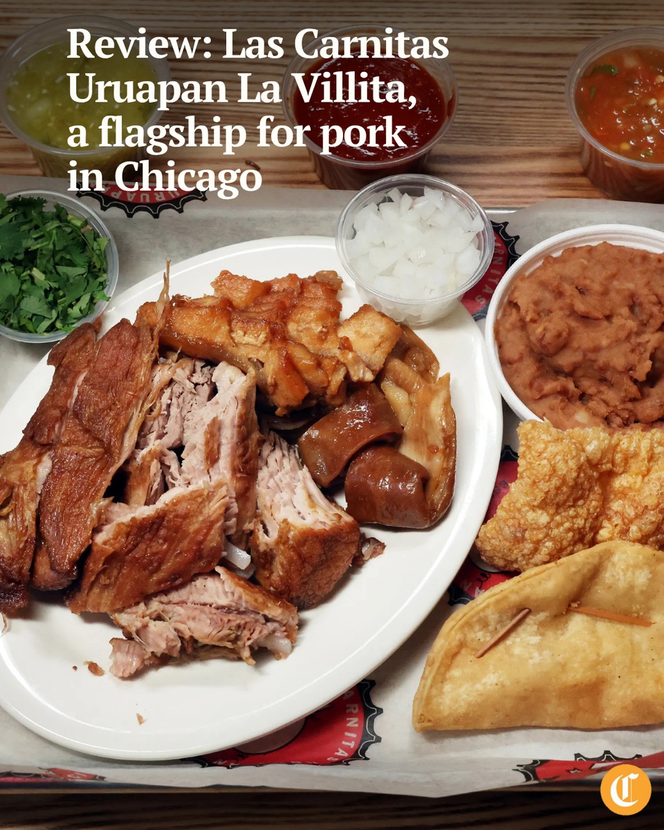 Las Carnitas Uruapan La Villita, the newest Mexican restaurant by the first family of pork in Chicago, brings 50 years of tradition and transformation to a flagship committed to the community in Little Village.⁠
⁠
Inocencio Carbajal opened the original Carnitas Uruapan in 1975 with his wife, Abigail Carbajal, in Pilsen. While El Güero, as the family patriarch is known in the neighborhood, a nickname for his fair skin and green eyes, still roams the dining rooms, his son now runs the family business built on carnitas, and hospitality just as tender.⁠
⁠
Marcos Carbajal, a former banker and second-generation owner of the enterprise, expanded with a second location in Gage Park in 2019. They celebrated the grand opening of the third and largest restaurant in January. Carbajal was named a James Beard Awards semifinalist for Outstanding Restaurateur this year.⁠
⁠
Tap on our bio link to read more.⁠
⁠
-----⁠
⁠
Photo 1: The carnitas "Especial" meal at Las Carnitas Uruapan La Villita restaurant, 3801 W. 26th St., Chicago, on July 24, 2025.⁠
⁠
Photo 2: Cheese corundas.⁠
⁠
Photo 3: Inocencio Carbajal, founder of Las Carnitas Uruapan La Villita.⁠
⁠
Photo 4: The complimentary chicharrón and salsas.⁠
⁠
Photo 5: The Gansito paleta.⁠
⁠
? Louisa Kung Liu Chu / Chicago Tribune⁠
?️ Terrence Antonio James / Chicago Tribune