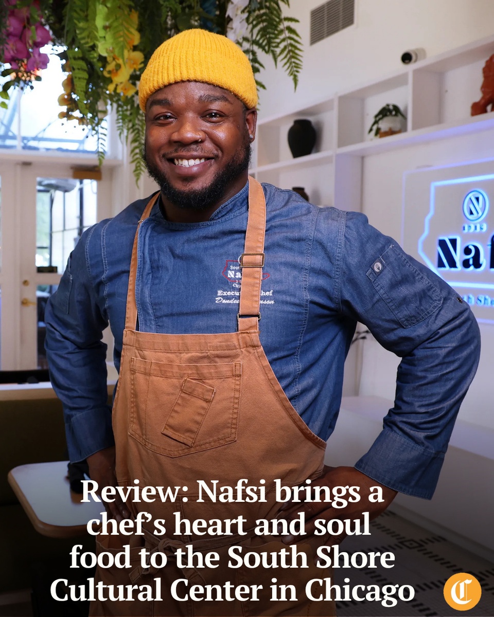 Nafsi brings a chef’s heart and soul food to the historic South Shore Cultural Center in Chicago, but the earnest service needs to rise to the occasion.⁠
⁠
The dining room staff is unquestionably sincere in the celebratory space. You may see servers not just singing “Happy Birthday” at a table of elders, but moved with emotion. If you’re lucky, you’ll join them in applauding graduates, still wearing caps and sashlike academic stoles.⁠
⁠
But it’s executive chef Dondee Robinson, last at Bronzeville Winery, who sets the standard of excellence from the kitchen.⁠
⁠
Tap on our bio link to read more.⁠
⁠
-----⁠
⁠
Photo 1: Executive chef Dondee Robinson at his restaurant, Nafsi (@nafsisouthshore), inside Chicago’s South Shore Cultural Center. ⁠
⁠
Photo 2: The lavender poppy seed waffle with fried deboned chicken leg quarter and hot honey thyme gastrique.⁠
⁠
Photo 3: The mac and cheese with crawfish.⁠
⁠
Photo 4: The enclosed patio at Nafsi.⁠
⁠
Photo 5: The Southern butter cake with butter pecan ice cream.⁠
⁠
? Louisa Kung Liu Chu / Chicago Tribune⁠
?️ Terrence Antonio James / Chicago Tribune