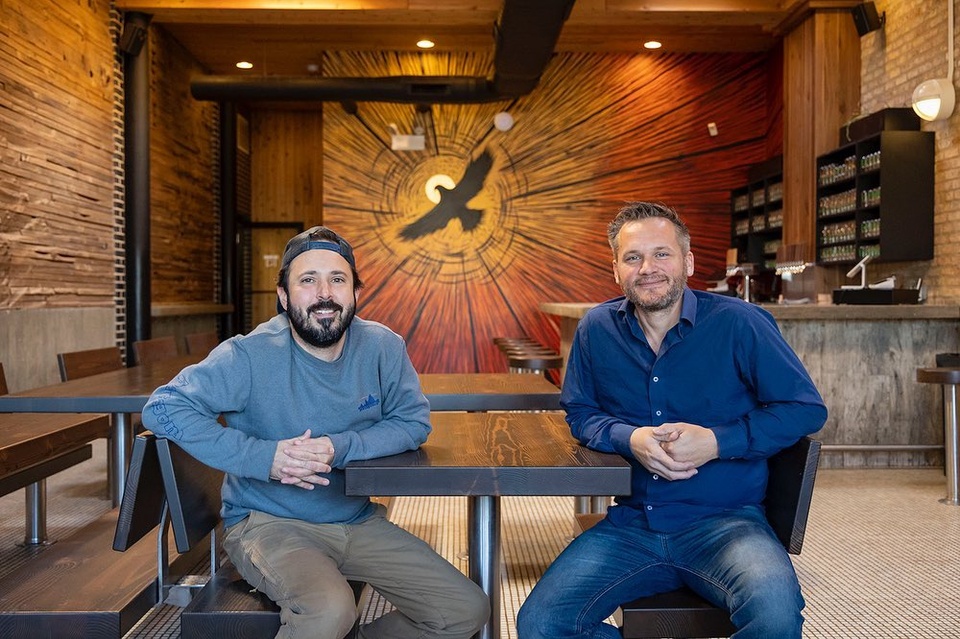 What’s different at Hop Butcher for the World’s taproom (@hopbutcher), which opens Thursday, are three major artistic flourishes and, of course, the beer pouring from the taps.⁠
⁠
Otherwise, the bones of the room on a busy stretch of Lincoln Avenue in the North Center neighborhood largely echo its eight years as one of Chicago’s most venerable taprooms in the hands of Half Acre Beer Co.⁠
⁠
The key, said Hop Butcher co-founders Jeremiah Zimmer and Jude La Rose, shown here, was maintaining what made the space special while also making it their own. It’s a room as meaningful to them as any beer drinker; after opening their first business checking account in 2014, they headed there to celebrate. They never imagined it would one day be theirs.⁠
⁠
“Half Acre built a beautiful place to drink beer,” Zimmer said. “We stayed true to what we felt was already magical about that space and tried to breathe our own magic into it.”⁠
⁠
Tap the link in our bio to read more about Thursday’s opening. (Brian Cassella / Chicago Tribune / @briancassella)⁠