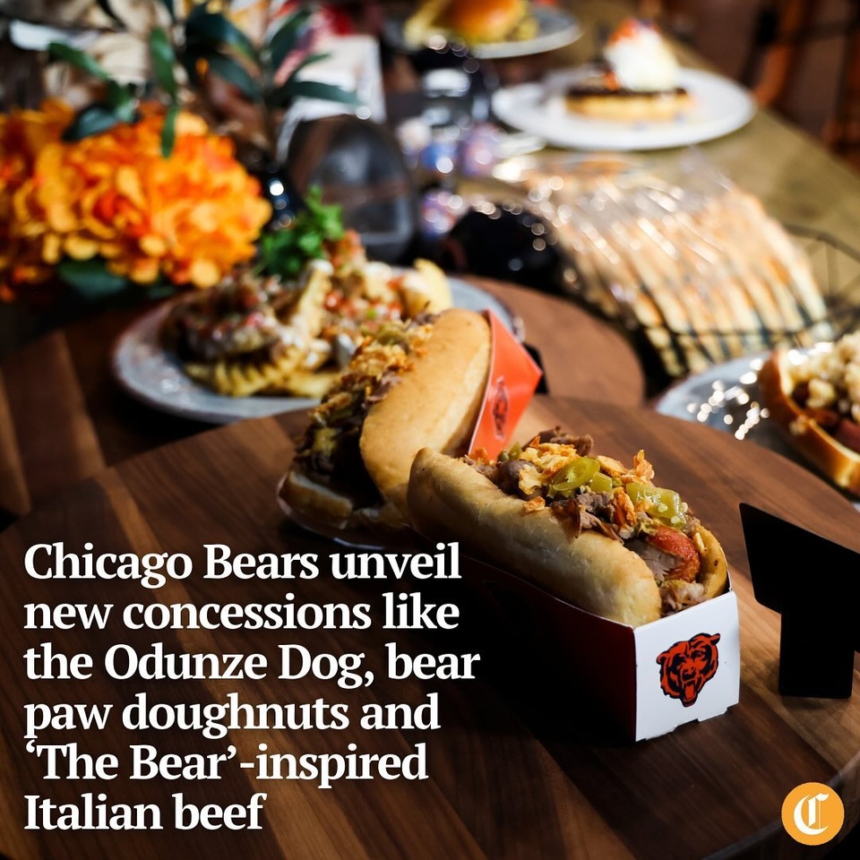 With the season starting soon, the Chicago Bears roster looks shinier than it has in years — and so does the fan experience.

“We’re talking a complete transformation,” said Lee Twarling, senior vice president of guest experience and stadium operation.

On Wednesday, Chicago-based Levy Restaurant Group, the Bears’ new hospitality partner, unveiled a new concessions menu at a preview event at Soldier Field, showcasing items like the bear paw pretzel, carne asada waffle fries, an over-the-top doughnut and updated odes to regional favorites like the Italian beef sandwich.

Tap on our bio link to read more.

——

Photo 1: New concession items are displayed during a tasting event and hospitality exhibition at Soldier Field on Aug. 28, 2024.

Photo 2: Bear claw pretzel.

Photo 3: The Odunze dog.

Photo 4: Bear paw donut.

? Zareen Syed / Chicago Tribune
? Eileen T. Meslar / Chicago Tribune / 
@emeslar