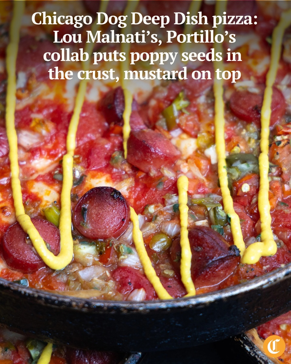 Mustard on deep dish? Bizarre. Does it work? Apparently, yes, according to the good folks at Portillo’s and Lou Malnati’s Pizzeria, who are teaming up for a new crosstown collaboration: The Chicago Dog Deep Dish.⁠
⁠
“At least we didn’t put ketchup on a Chicago-style hot dog!” said Katie Maldonado, a Lou Malnati’s representative. “We knew this would raise eyebrows, but we were committed to staying authentic to the Chicago dog experience and that means mustard.”⁠
⁠
The pizza will be available for 30 days (or while supplies last) at Lou Malnati’s full-service restaurants in the Chicago area, Milwaukee and Arizona, and can be ordered for dine-in, carryout or delivery. The pizza, which is only available in the small deep-dish size, will not be available at carryout-only locations.⁠
⁠
Tap on our bio link to read more.⁠
⁠
-----⁠
⁠
Photo 1: Chicago Dog Deep Dish pizzas are served during an event by Lou Malnati’s and Portillo’s to celebrate National Hot Dog Day, July 16, 2025, at the Lou Malnati’s in the Gold Coast neighborhood. The pizza features mozzarella cheese, canned plum tomatoes, fresh diced tomatoes, mustard, relish, Portillo’s hot dogs, sport peppers, white onions and celery salt. ⁠
⁠
Photo 2: Mike Szorc, of Norwood Park, tries a free slice of Chicago Dog Deep Dish pizza during an event by Lou Malnati’s and Portillo’s to celebrate National Hot Dog Day, July 16, 2025, at Lou Malnati’s in the Gold Coast neighborhood. After trying a piece Szorc bought more to take home. “I thought it was outstanding,” he said. “An original Chicago thing to put on a pizza.” ⁠
⁠
? Zareen Syed / Chicago Tribune⁠
?️ Dominic Di Palermo / Chicago Tribune