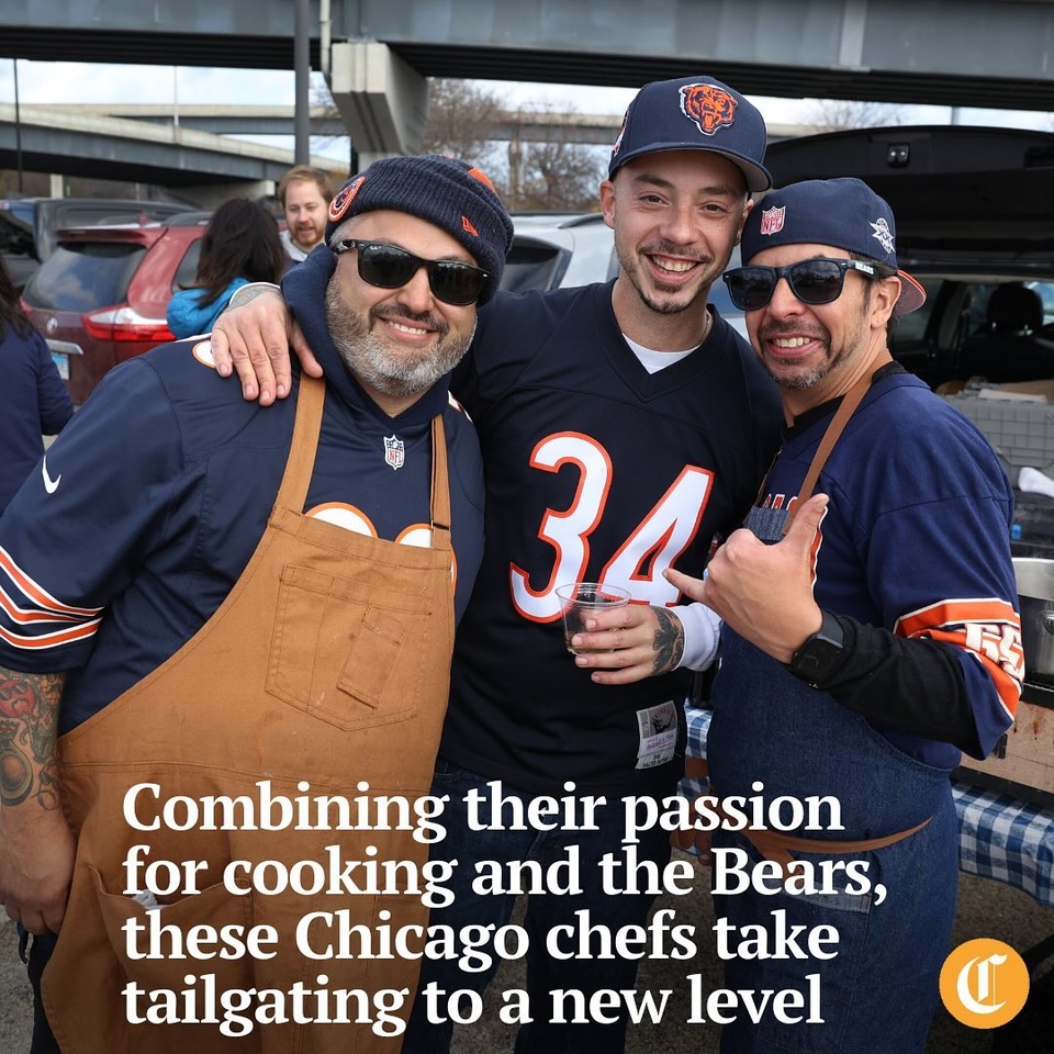 “Are you guys chefs or something?”

It’s a question Oliver Poilevey, Marcos Ascencio and Alex Martinez get asked a lot when they tailgate at Bears home games.

They hear it while setting up their butane burners and putting the blue-and-white tablecloths on their folding tables. They hear it when doing prep work. And they definitely hear it once the various dishes — seafood paella, truffle-topped soft scrambled eggs and brioche French toast with foie gras, for example — are ready and shared with those fortunate to be nearby.

No surprise then that the answer is a resounding yes. Poilevey is chef/partner at Le Bouchon, Obelix, Mariscos San Pedro and Taqueria Chingon; Ascencio is chef/partner at Mariscos and Chingon; and Martinez is chef/partner at Mariscos.

Season ticket holders for the last three years, the trio regularly bring their A-game to their tailgating at the 31st Street parking lot near Soldier Field — even if the Bears don’t bring theirs.

Tap on our bio link to read more.

— — — 

Photo 1: Chefs Marcos Asencio, Oliver Poilevey and Alex Martinez pose while tailgating before a Bears game on Nov. 10, 2024.

Photo 2: Asencio checks on his squid, shrimp, and chorizo paella while tailgating.

Photo 3: Sauces are added to the Torres de Mariscos.

Photo 4: Poilevey places caviar on the wrist of Jose Garcia-Chow while tailgating.

Photo 5: A group raises pastries up in the air in a toast as the three chefs.

Photo 6: Martinez finishes the squid, shrimp, and chorizo paella off with a squeeze of fresh charred lemon for a friend.

Photo 7: Truffle is grated onto a French scramble eggs dish.

Photo 8: Poilevey works a Japanese grill while tailgating with his fellow chefs and friends.

Photo 9: People watch as Martinez works the octopus on a Japanese grill.

Photo 10: A collection of food items sit on a table.

? Lisa Thames / Chicago Tribune
? Chris Sweda / Chicago Tribune