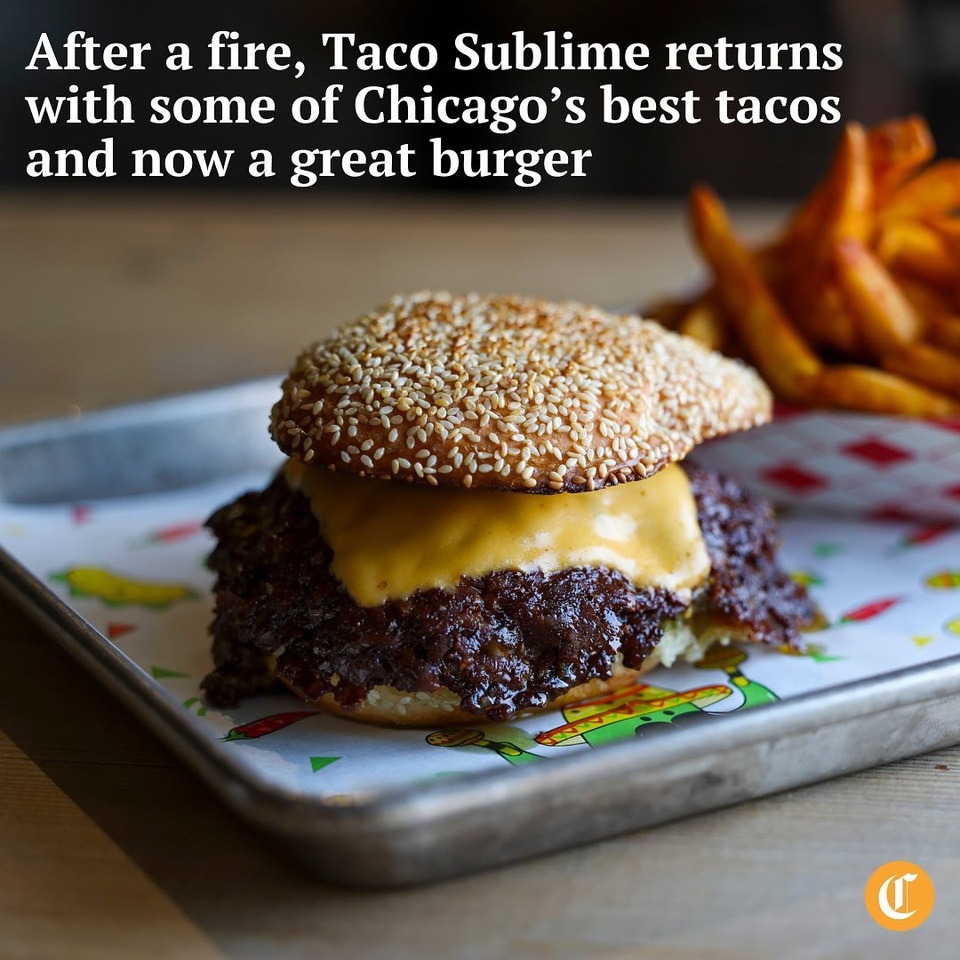 The first time Nick Kindelsperger chatted with Khaled Simon, his food truck, Taco Sublime (@tacosublimechi,) had recently caught on fire. This was in December 2021, and while it looked like his business was in serious trouble, he oddly didn’t sound defeated. “I feel like this sparked so much fire in me,” he said. “We are going to make it happen.”

A year later, Simon and his partner, Haley Pham, had pivoted to cooking at pop-ups around town, including a semi-regular stint at Royal Palms, the gargantuan shuffleboard club in Wicker Park. That’s where Kindelsperger finally tried one of his signature cheese-crusted tacos. Instead of simply sprinkling cheese on at the end, he caramelizes a handful of Chihuahua cheese on a griddle until it transforms into a salty, crackly sheet. This is placed on a tortilla and then topped with thick-cut steak or chicken. After a few bites, Kindelsperger knew it’d make his list of the best tacos in Chicago.

Fast-forward to 2023, and it’s easier than ever to try Taco Sublime. Simon and Pham now have permanent residencies in two bars, Marz Community Brewing Co. in McKinley Park and Desert Hawk in Ukrainian Village. And there’s also a restaurant on the way.

But another item on the menu has started to attract attention of its own. Taco Sublime’s smash burger is one of the most exciting burgers Kindelsperger has tried in 2023.

Tap on our bio link to read more.

-----

Photo 1: The smash burger from Taco Sublime at Marz Brewing Co. in McKinley Park on Oct. 2, 2023.

Photo 2: Taco Sublime owner Khaled Simon holds a steak taco at Marz Brewing in McKinley Park.

Photo 3: Taco Sublime owner Khaled Simon.

? Nick Kindelsperger / Chicago Tribune / @nkindelsperger
? Eileen T. Meslar / Chicago Tribune
