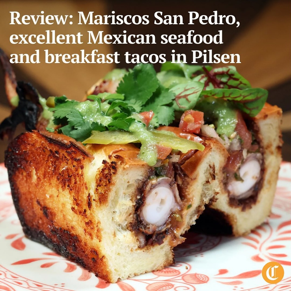 Mariscos San Pedro, the Mexican seafood restaurant at the historic Thalia Hall in the Pilsen neighborhood, defies expectations with seriously whimsical techniques from a trio of acclaimed chefs.

Their stunning shrimp gobernador, has become one of their signature dishes with good reason. But Louisa Kung Liu Chu is declaring it Chicago-style, with a defining crispy cheese wrap, around velvety crustaceans. It looks nothing like the legendary governor’s taco.

The original, essentially a shrimp quesadilla, has a story that’s often mistold. It was created for a campaigning Mexican governor in 1987 at Los Arcos restaurant in Mazatlán, where it’s trademarked. The lore behind the Chicago-style shrimp gobernador began in just the last few years, and may be a case of multiple discovery or simultaneous invention.

But it’s far from the only creative dish from the deep sea of culinary talent at Mariscos San Pedro, owned by chefs Marcos Ascencio and Oliver Poilevey with pastry chef Antonio Incandela.

Tap on our bio link to read more.

——

Photo 1: The octopus Sonoran dog at Mariscos San Pedro. (@mariscossanpedro) 

Photo 2: The brandade dorados taco.

Photo 3: Chef/partner Oliver Poilevey, from left, chef/partner Marcos Ascensio, and pastry chef/partner Antonio Incandela Antonio Incandela in their restaurant.

Photo 4: The breakfast tacos with salsas on the side.

Photo 5: People walk past the building housing the restaurant Mariscos San Pedro on Jan. 30, 2025.

? Louisa Kung Liu Chu / Chicago Tribune
? Terrence Antonio James / Chicago Tribune
