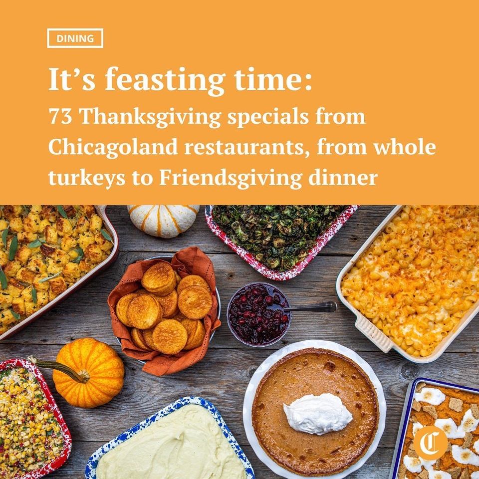 The beauty of Thanksgiving is its purity — no frills, no nonsense. It’s a holiday almost exclusively about the food.⁠
⁠
Which also means the stakes are pretty high for a delicious meal pulled off without a hitch. Rather than risk a turkey fryer explosion (always remember to thaw!) or burned potatoes, Chicagoland restaurants will do all the hard work for you.⁠
⁠
We sense a little extra burst of holiday spirit coursing through the city this year, as chefs have dreamed up every sort of Thanksgiving imaginable: vegan, Irish, Greek, French, Peruvian, Cajun, buffet, take-home, dine-in, turkey-free or even just free.⁠
⁠
Whether you want to dine in the restaurant, host your own Friendsgiving, or take premade meal packages home, click the link in our bio and give thanks that you won’t be cooking with the help of these Chicagoland Turkey Day specials. (Photo by @bubcity)