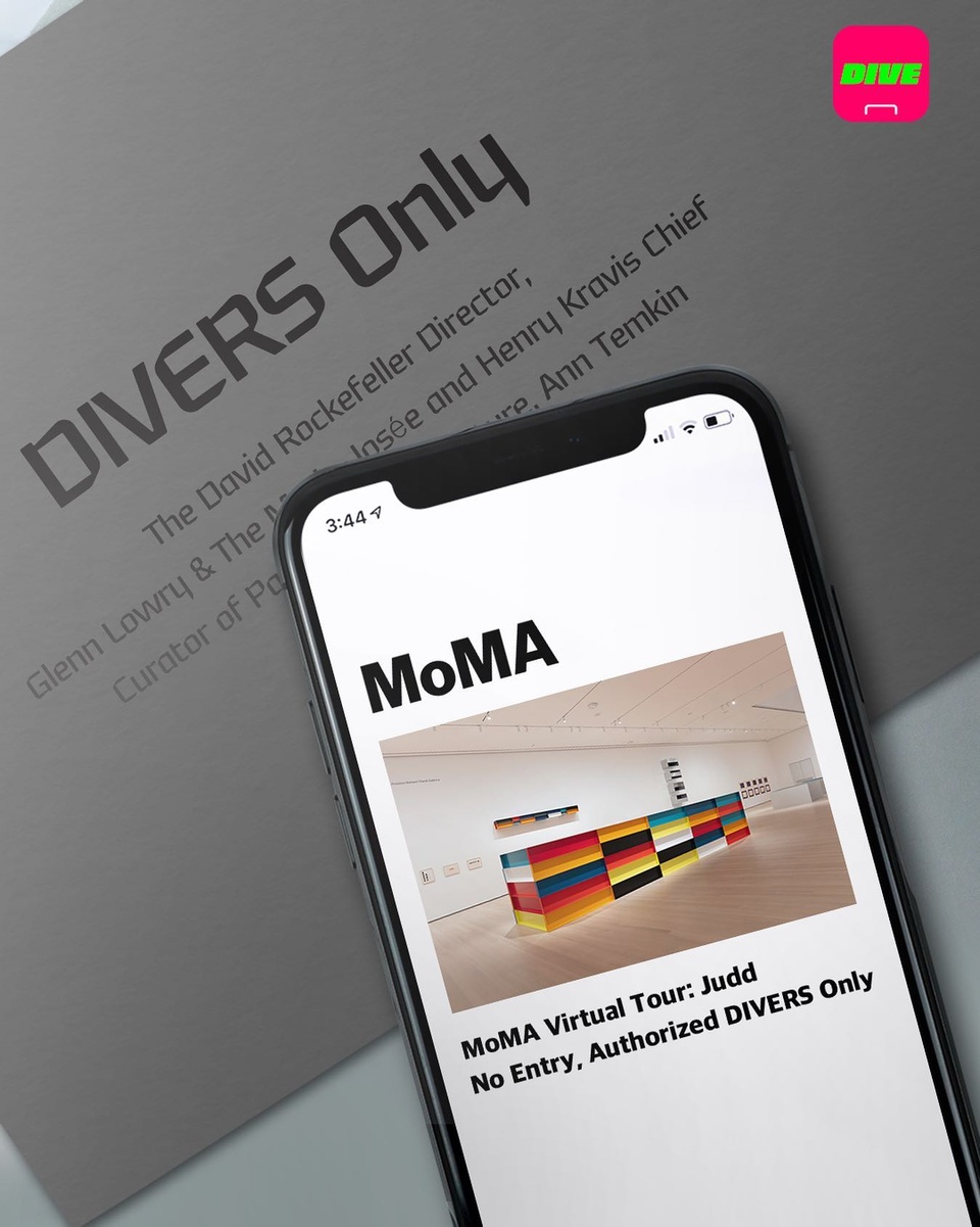 안방에서 뉴욕 MoMA 전시를 관람해봐! ?
-
화제의 <Judd>전, Virtual Tour와 Q&A Talk 참여하기!
오직 DIVER들을 위해 현대카드와 MoMA가 함께 준비한 온라인 문화생활
-
☝️ MoMA 수석 큐레이터 앤 템킨의 도널드 저드 작품 설명
✌️ MoMA 관장 글렌 로리와 앤 템킨이 함께하는 Q&A 시간
MoMA 저드 전시가 궁금하다면 반드시 참여하기! ?
 -
?프로필의 링크를 통해 'DIVE에서 뉴욕 MoMA 전시를 관람해봐!' 콘텐츠를 확인해 보세요.
 -
 <MoMA Virtual Tour: Judd>
• 응모 기간 : 2020. 12. 21(월) ~ 12. 27(일)
• 인원 : 응모자 중 100명 선정
• 발표 : 2020. 12. 28(월)
• 진행 일자 : 2020. 01. 05(화) 오후 5시
• 방법 :
1) DIVE 앱 ‘DIVE에서 뉴욕 MoMA 전시를 관람해봐!’ 콘텐츠 하단 <응모하기> 버튼 클릭
Tip! DIVE 앱 콘텐츠에 댓글로 기대평 혹은 궁금한 점을 남기면, 당첨 확률 UP!
2) 응모 마감 후 당첨자에게 2020. 12. 28(월) 온라인 전시 투어 입장 가능한 쿠폰 발송 예정.
3) 2021. 01. 05(화) 오후 5시 쿠폰에 기재된 [바로가기] 링크를 통해 온라인 전시 투어에 입장!
• 유의사항 :
- 본 온라인 투어는 한글자막이 준비되어 있습니다.
- 알림 설정 ’푸시 알림 수신’이 활성화되어야 쿠폰 발송이 가능합니다.
- 관람은 Youtube 채널로 진행 됩니다.
-
Installation view of Judd, The Museum of Modern Art, New York, March 1– January 9, 2021. Digital Image © 2020 The Museum of Modern Art, New York and
 Judd Foundation/Artists Rights Society (ARS), New York. Photo by Jonathan Muzikar.
-
#MoMA #온라인투어
-
#현대카드DIVE #현대카드다이브
#현대카드 #HyundaiCard