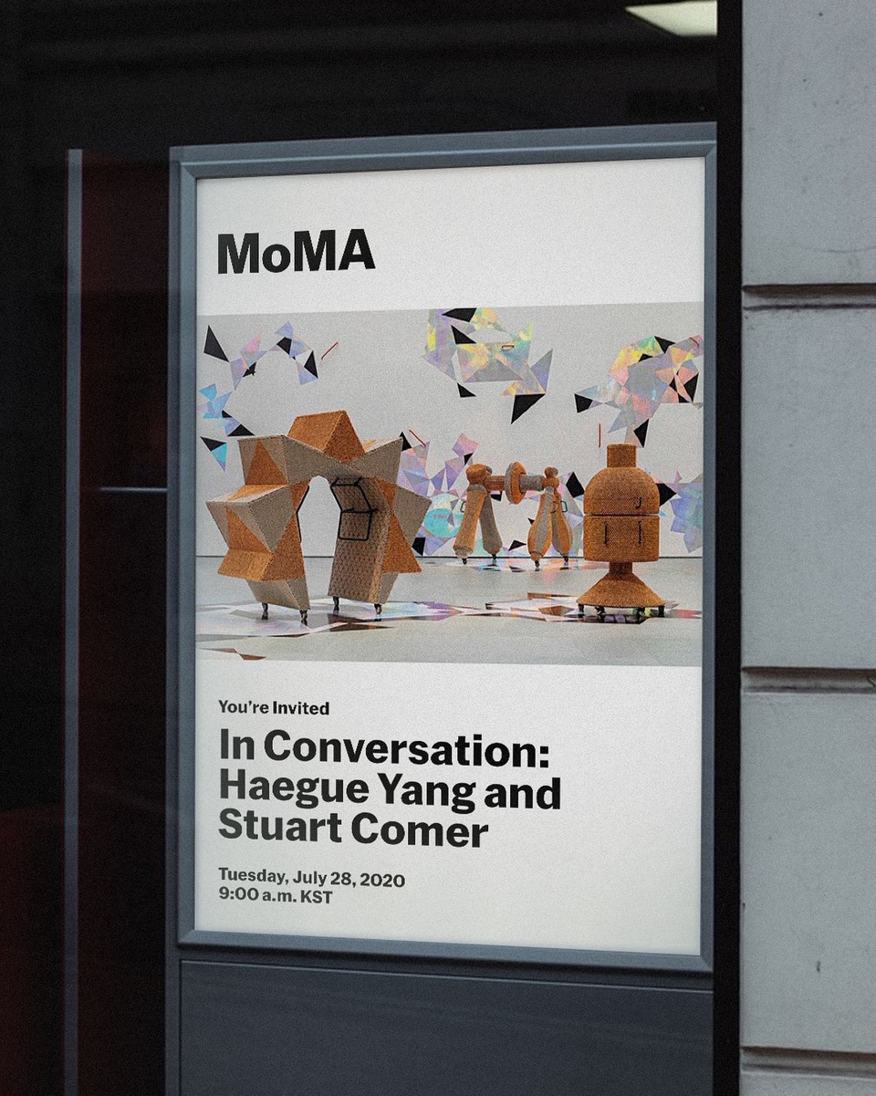 뉴욕현대미술관이 준비한 오직 DIVER들을 위한 특별한 선물 ?
MoMA 온라인 Art Talk ?
-
해외와 국내를 오가며 활동하는 양혜규 작가와
MoMA 미디어·퍼포먼스 수석 큐레이터 Stuart Comer가 
함께 나누는 심도 깊은 대화!
-
다양한 재료와 방법, 감각적 경험을 엮어 탄생하는 멀티미디어 설치 작업과
동시대 예술의 의미와 역할에 대해 살펴보는 특별한 시간을 경험해보세요 ❣
-
<MoMA 양혜규 작가 VIP 온라인 토크>
• 일시 : 2020. 07. 28(화) 오전 9시 ~ 10시
• 응모 : 2020. 07. 22(수) ~ 07. 26(일) DIVE 앱
• 인원 : 선착순 100명
• 방법 :
1. DIVE 앱 'MoMA x 양혜규 온라인 Art Talk' 응모하기 클릭!
2. 발급된 쿠폰 클릭해서 이메일, 이름 등록
3. 입력한 메일 주소로 전송된 온라인 Art Talk 링크를 통해 입장
※ 전송된 초대 링크를 통해 행사 일시 2020. 07. 28(화) 오전 9시 이전 접속 바랍니다.
※ 토크 진행은 MoMA에서 LIVE로 진행되는 관계로 별도 통역 없이 진행됩니다.
-
온라인 토크에 대한 자세한 내용과 예약은 DIVE 앱 'MoMA x 양혜규 온라인 Art Talk' 에서 확인하실 수 있습니다.
-
?프로필의 링크를 통해 앱을 다운 받을 수 있습니다.
-
Installation view of Haegue Yang: Handles. 2019. Commissioned for the Marron Atrium by The Museum of Modern Art, New York.
-
#뉴욕현대미술관
-
#현대카드DIVE #현대카드다이브
#HyundaiCard #현대카드
