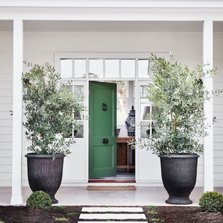 In the rolling hills of the Macedon Ranges in Central Victoria sits The Overflow; a modern farmhouse shaded by wide verandahs and sitting upon 111 hectares of land.⁠
⁠
It took six years and lots of careful planning and execution for the family of five to create what they had dreamed of. "We feel a lot of freedom here and we don't feel obligated to get out the door and down to the park every day; we can hang out at home," Clare says. ⁠
⁠
Photography: @lisacohenphoto⁠
Styling: @tess.newman.morris⁠
Words: @ginimhoff⁠
⁠
#greendoor #olivetrees #weatherboardhome #whiteweatherboard #farmhouse