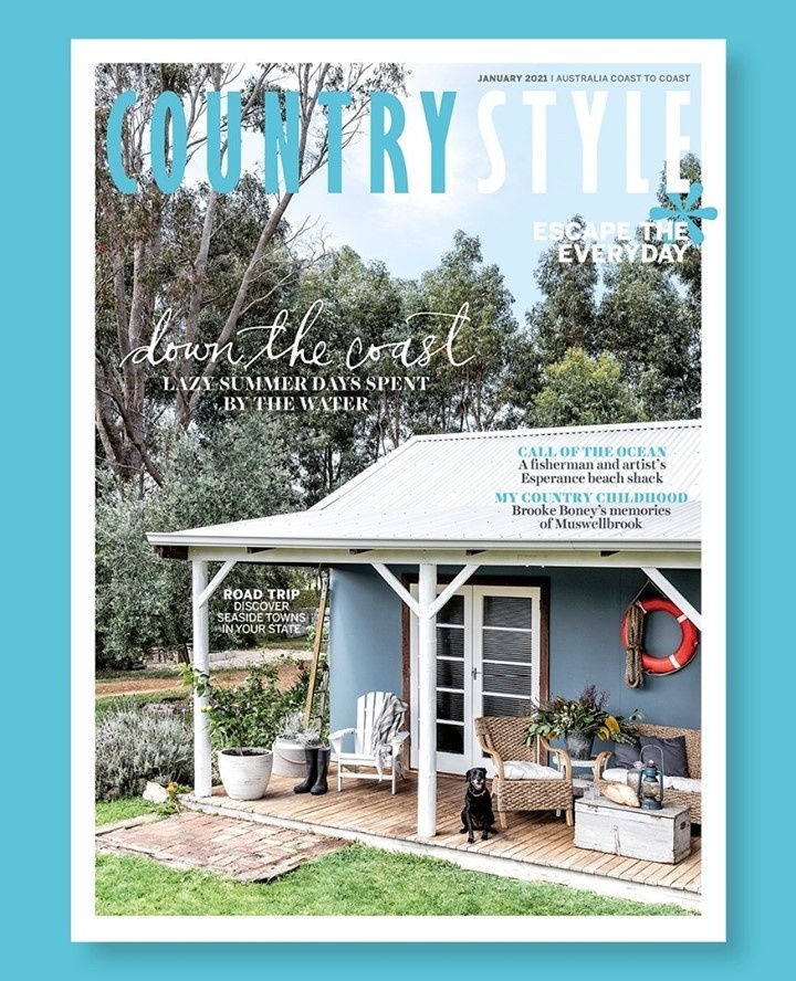 Our January issue is on sale now!⁠
⁠
On the cover, Peaches the dog relaxes on the verandah at the charming Esperance, WA beach shack belonging to artist Allira Henderson @salted_sunrise and her family where their lives revolve around the ocean. ⁠
⁠
Dreaming of a holiday? We take you to where the sky meets the sea, with a round-up of the country's best coastal road trips in your state. ⁠
⁠
Then @thetodayshow presenter Brooke Boney reveals all about her country childhood in Muswellbrook, NSW. ⁠
⁠
Explore the natural beauty of North Stradbroke Island with artist Delvene Cockatoo-Collins and discover her beautiful work inspired by her country. ⁠
⁠
Step inside Tara and Steve Larnach's historic sandstone cottage @simsponscottage with its idyllic coastal location. ⁠
⁠
And visit Paul Bangay's celebrated garden Stonefields, as he explains how he protects it in bushfire season. ⁠
⁠
Photography and styling: @gathering.light