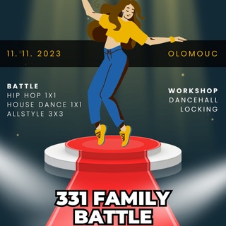 📣 331 Family Battle 🥳⁠
⁠
Už tuto sobotu 11. listopadu 2023 organizujeme pro všechny tanečníky a tanečnice 331 Dance Studia Olomouc tréninkový 331 Family Battle, a to v kategoriích Hip Hop 1x1 (zvlášť děti, junioři, dospělí), House Dance 1x1 a Allstyle 3x3. ⁠
⁠
Těšíš se? 😍 ⁠
⁠
Jestli se ti tento příspěvek líbí ⤵️⁠
⁠
❤️ dej mu lajk ⁠
✍️ napiš do komentářů svoje postřehy⁠
💟 sdílej ho⁠
🏷 sleduj @331dancestudio ⁠
⁠
Nebo si s námi přijď rovnou zatancovat ⤵️⁠
⁠
✅ Taneční lekce v Olomouci: ⁠
👉 www.331.cz/olomouc 👈⁠
⁠
✅ Taneční lekce v Praze:⁠
👉 www.331.cz/praha 👈⁠