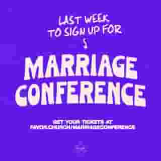 Calling all married couples in our church! 👩‍❤️‍👨

It’s the last week to sign up for Marriage Conference happening on Saturday, March 1, at the Metrotent Convention Center!

It’s going to be a great day of building stronger relationships with your spouse and an opportunity to hear from our guest, Richard & Helen Kobakian, Senior Pastors of LifeHouse Church in Melbourne! 💍

Tickets and all the information you need is at favor.church/marriageconference 🎟️ Don't wait until the last day, fam!

#favorchurch
