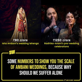 It is impossible to not talk about Anant Ambani and Radhika Merchant’s wedding festivities because they are something else… truly. It’s as if every time the Ambanis throw a party, we get all curious to see what’s new – what’s rich. This time as well, there is just a lot of luxury, and well, money. For instance, the pre-wedding festivities themselves are quite grand. So, this made us want to take a look at the big fat Ambani weddings, because nothing else comes close.

Click the link in the bio. 

#SWEditDesk #Ambani #AnantAmbani #RadhikaMerchant #AmbaniWedding

@manyailawadi