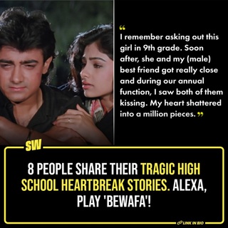 Remember how we all made fake scenarios in our heads and sang ‘pehla nasha pehla khumaar’ when we first fell in love with our high-school sweetheart? But, do you also remember how we got our hearts broken and sang ‘tune mere jaana kabhi nahin jaana’ all day and night long? 
While now it might seem like a ‘no biggie’, breaking up during our school time was one of the saddest experiences of our lives. We were sad and yet couldn’t share our feelings with anyone, which only made things worse. Click the link in the bio to read more.

#SWEditDesk
@aaliyahjainx