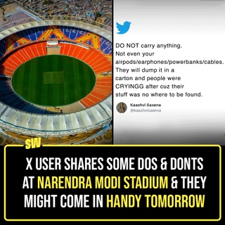 After nail-biting matches where both the teams put up a fine show that displayed their exemplary skills, we now have India and Australia in the World Cup final. The final is set to take place on November 19 at the Narendra Modi Stadium in Ahmedabad on Sunday. India will be chasing its third World Cup title and the entire nation is going to watch the match eagerly. While a lot of people will be watching the match at their homes, a few lucky ones managed to get their hands on the tickets and they will witness the match live from the stadium. In case you are one of those, we found a thread that will help you out. Click the link in the bio to read more.

#SWEditDesk #WorldCup #WorldCup2023 #NarendraModiStadium
